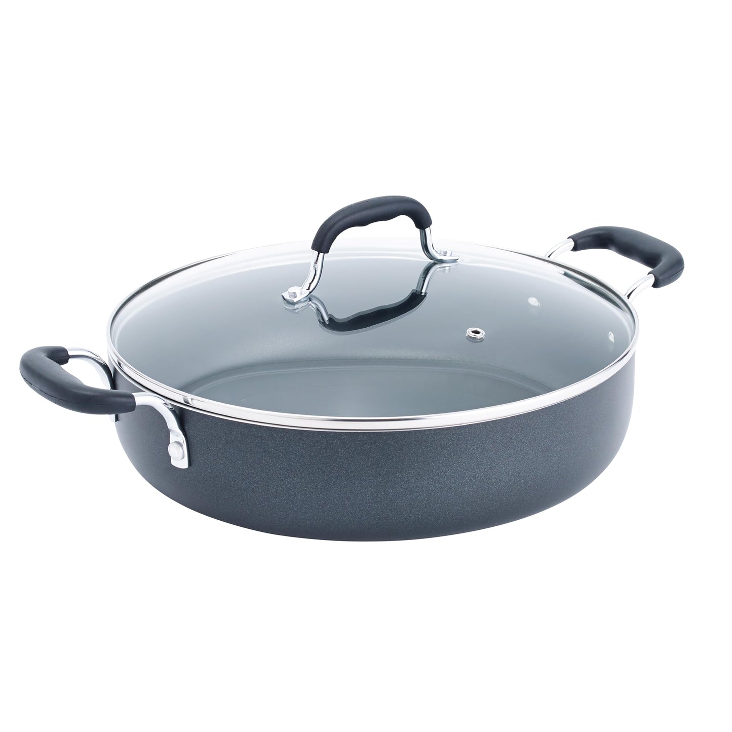 T-FAL B36282 Nonstick Deep Covered Everyday Pan with Ergonomic Stay-Cool Handles Cookware, 12-Inch, Black