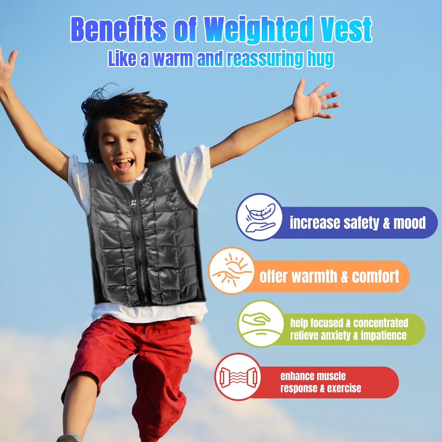 Weighted Compression Vest for Kids With Sensory Needs (Large)