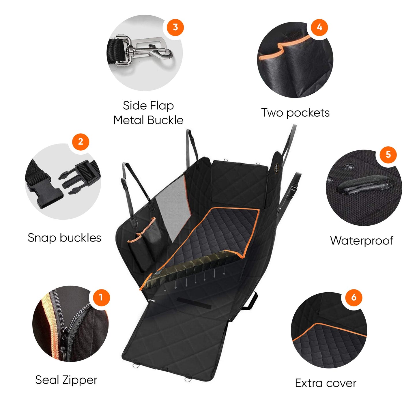 Dog Car Seat Cover, Large Back Pet Car Seat Protectors with Mesh Viewing Window and Extra Cover for a Quick wash, 2 Seat Belt, Non-Scratch Waterproof Nonslip Dog Hammock for Cars Trucks and SUV