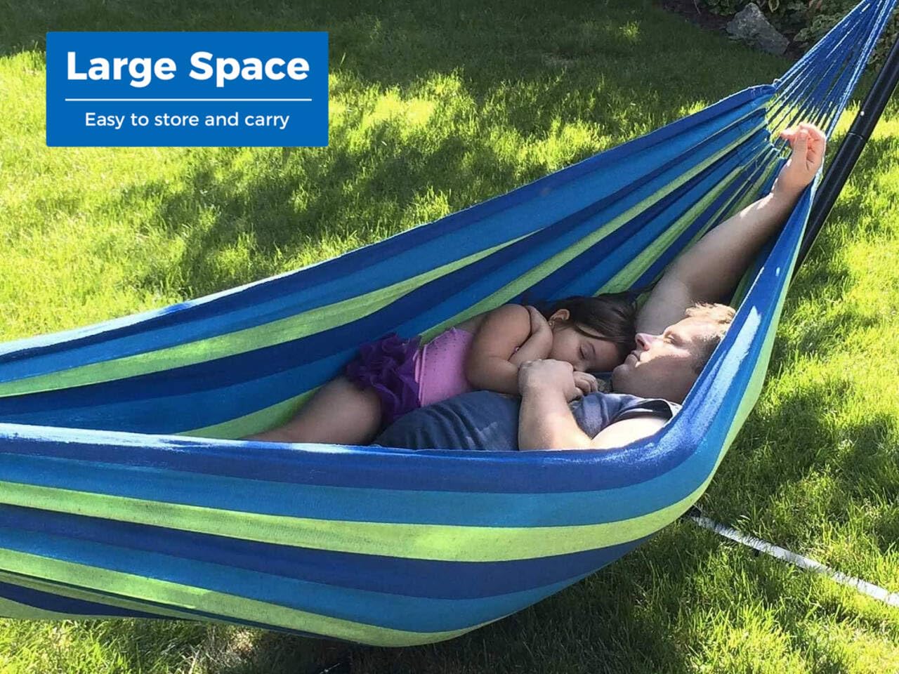 Haibro Brazilian Double Camping Hammock -Upgraded Thickened 320G Durable Canvas Fabric 2 Person Hammocks Swing with Anti Roll Beam, Tree Straps, Carabiners for Beach, Backpacking, Yard, Outdoor Indoor