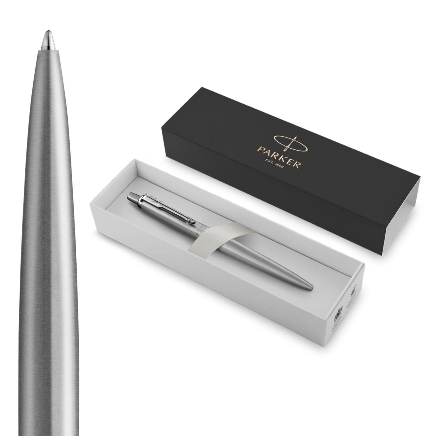 Parker Jotter XL Ballpoint Pen Monochrome Stainless Medium Point Blue Ink Gift Box