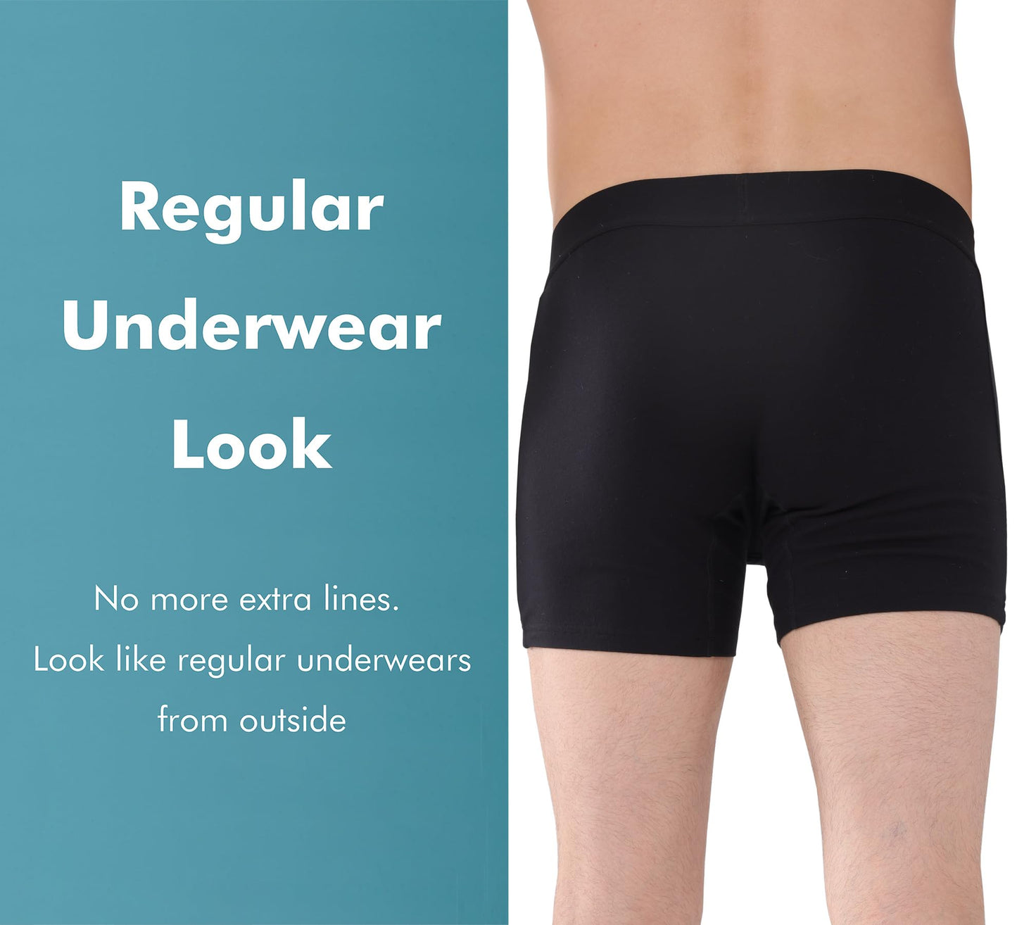 AIRCUTE Washable Absorbency Urinary Incontinence Underwear for Men Boxer Briefs for Bladder Leaks 60 ML 3 Pack, Black, X-Large