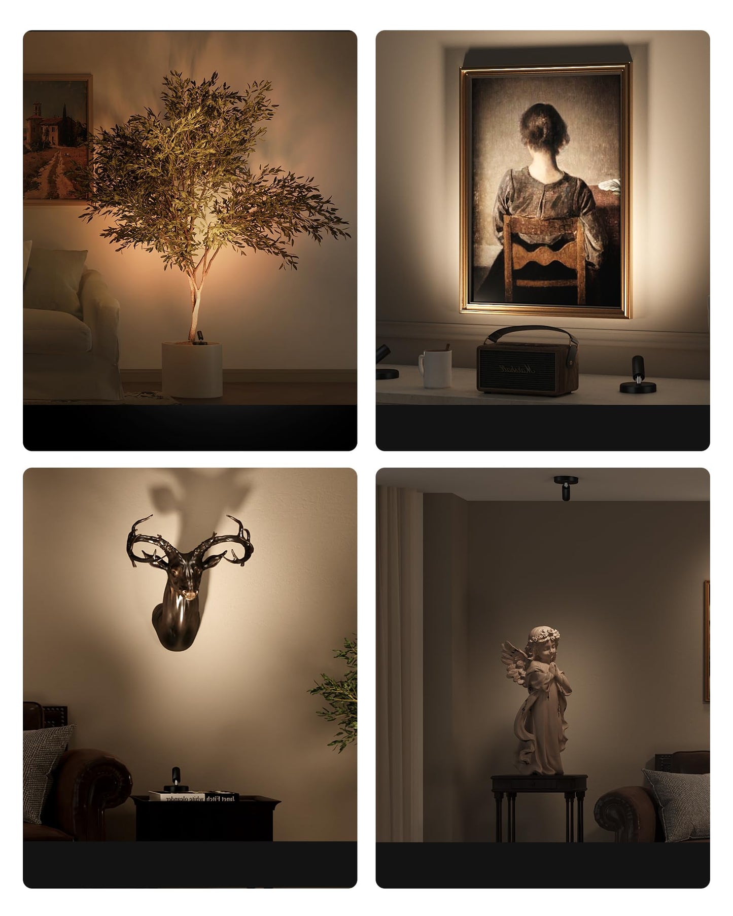 EZVALO Spotlights Indoor with Remote, 5500mAh Rechargeable Picture Lights, Wireless LED Uplighting with Timer & Dimmable, 3CCT, Mini Spot Lights for Plants, Painting, Accent Lighting (2 Pack-Black)