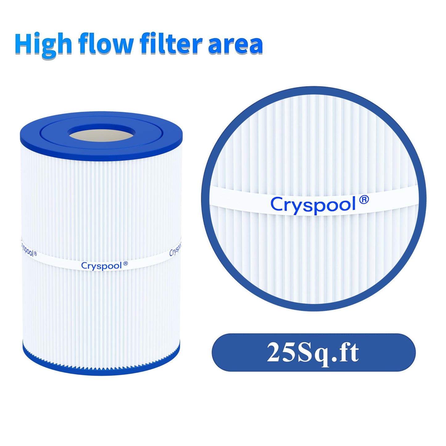 Cryspool Spa Filter Replacement for CX250RE, Star-Clear C250, PA25-4, PA25-4/M4, Unicel C-7626, FC-1230, 25 sq. ft, 1 Pack