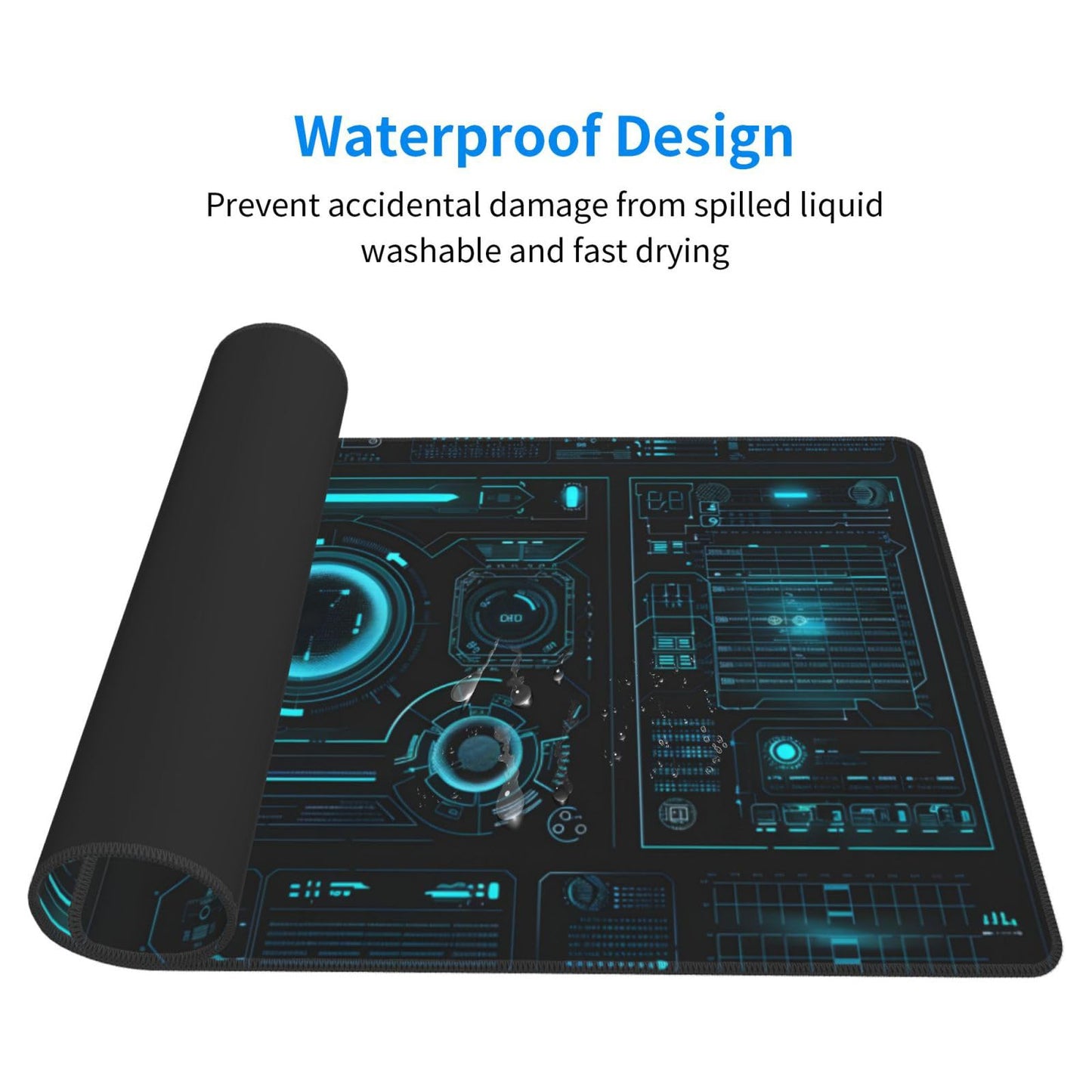 ZOCOZY Large Extended Gaming Mouse Pad, (48" x 24") Big Desk Matt for Desktop, Waterproof Computer Keyboard Mat for Esports Pros/Gamer/Desktop/Office/Home-Cyberpunk Black and Blue