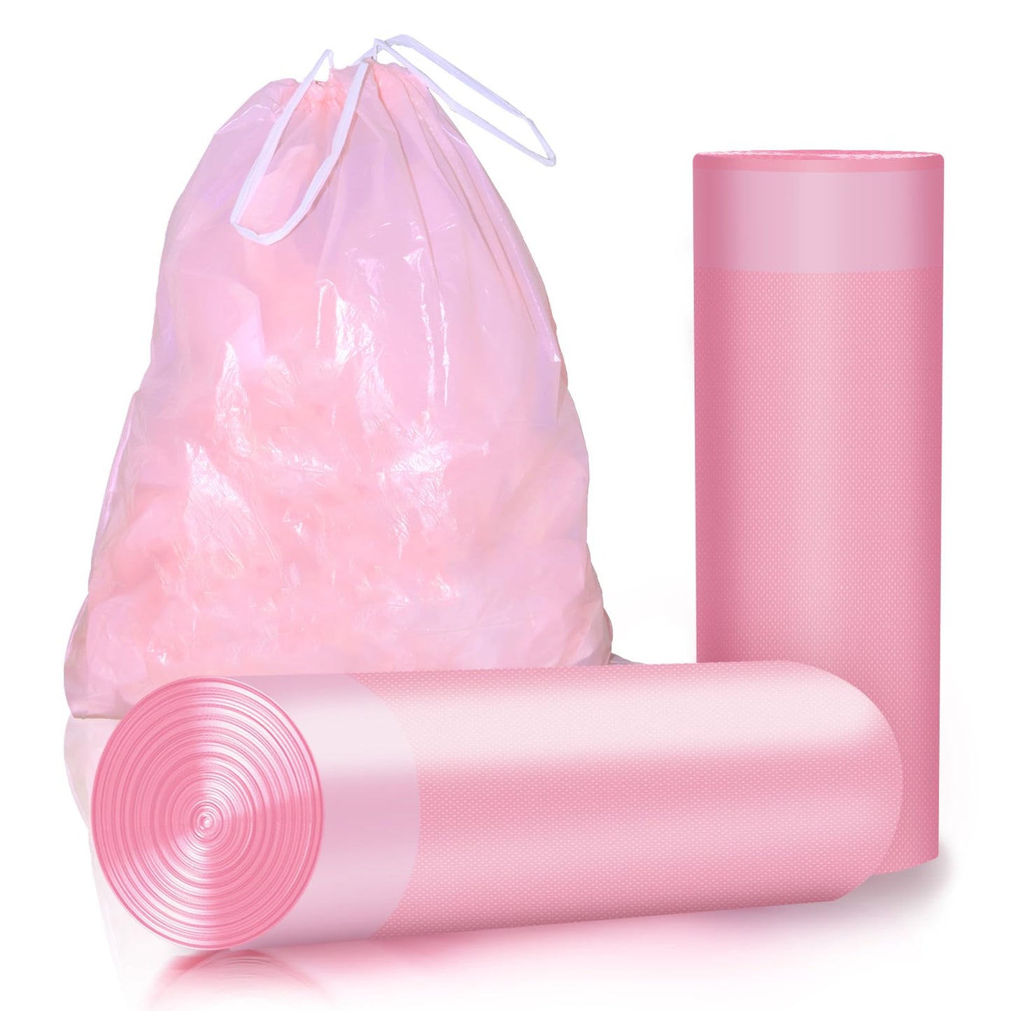 30 Gallon Drawstring Trash Bags,30 Count Multipurpose Extra Thick Garbage Bags,Break Resistant Drawstring Closure, for Office Home Hospital Big Waste Binst (Pink)