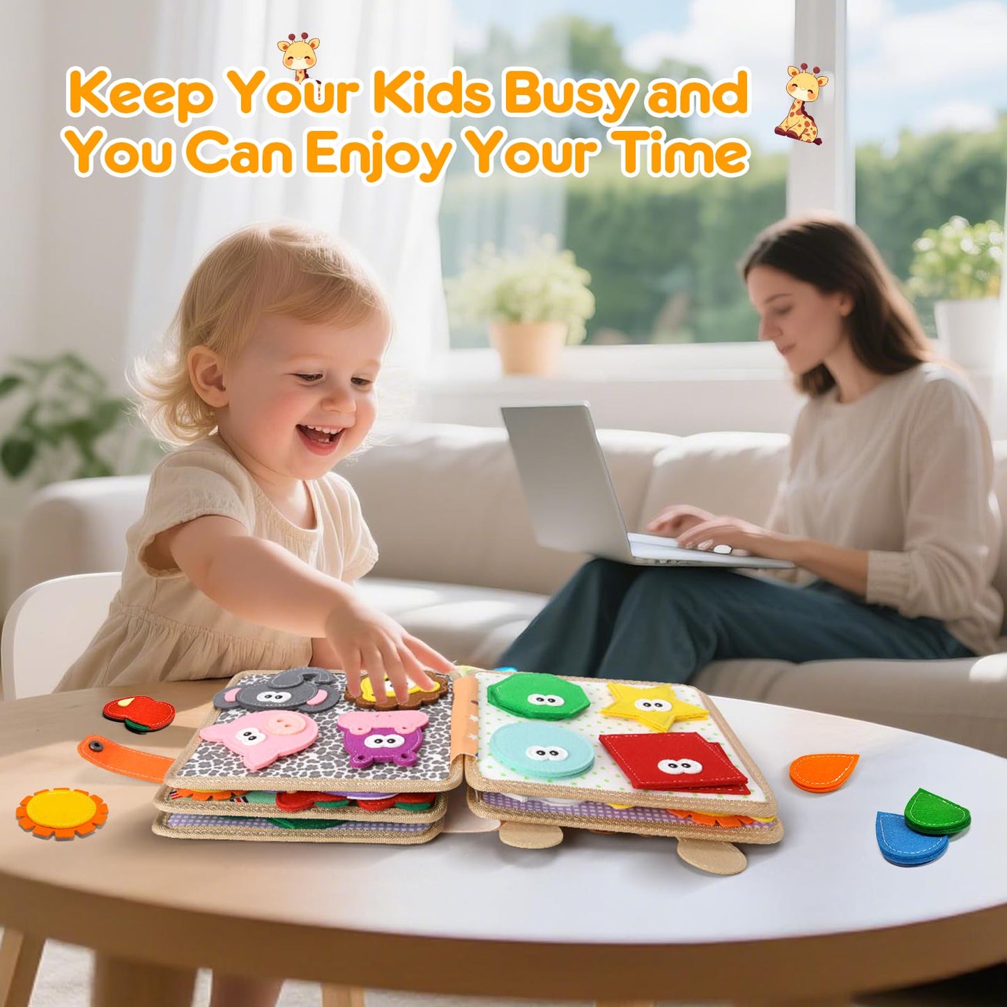 KETIEE Busy Board for Toddlers, Busy Book Baby Montessori Toys Sensory Toys Educational Airplane Car Activities Board for Kids Fine Motor Skills Learning Travel Toys Gifts for 1 2 3 4 Year Old