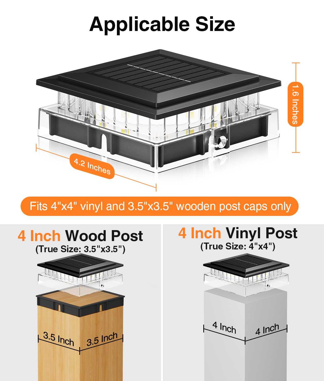 LETMY 12 Pack 4x4 Solar Post Cap Lights Outdoor, Fence Post Solar Lights with Warm Light Mode, Waterproof Fence Deck Post Lights Solar Powered Fits 4x4 3.5x3.5 Vinyl Wooden Posts for Patio Porch