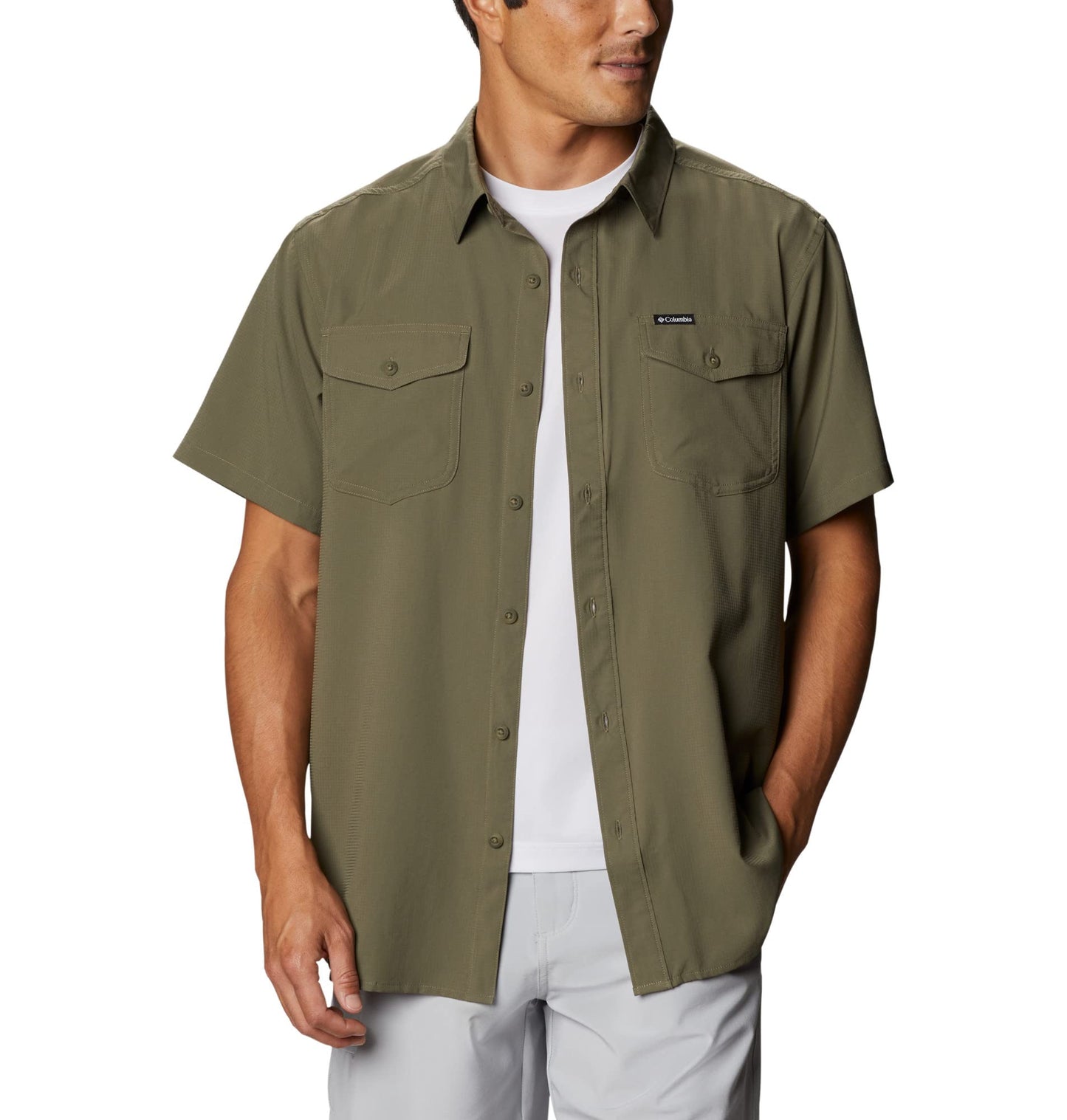 Columbia Men's Utilizer II Solid Short Sleeve Shirt, Stone Green, Medium