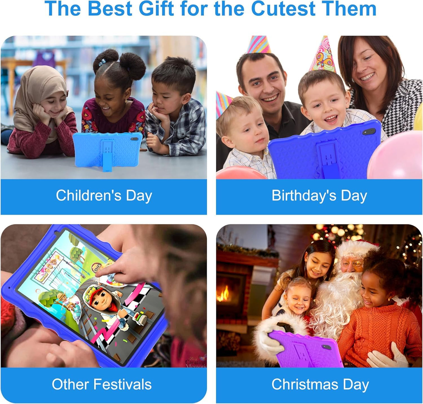 Android 13 Kid Tablet,10 inch Tablets for Kid, 4GB RAM &32GB ROM, 1280 * 800 IPS, Kids Tablets with Colorful Kid-Proof Case,10 inch Kids Tablet, Blue