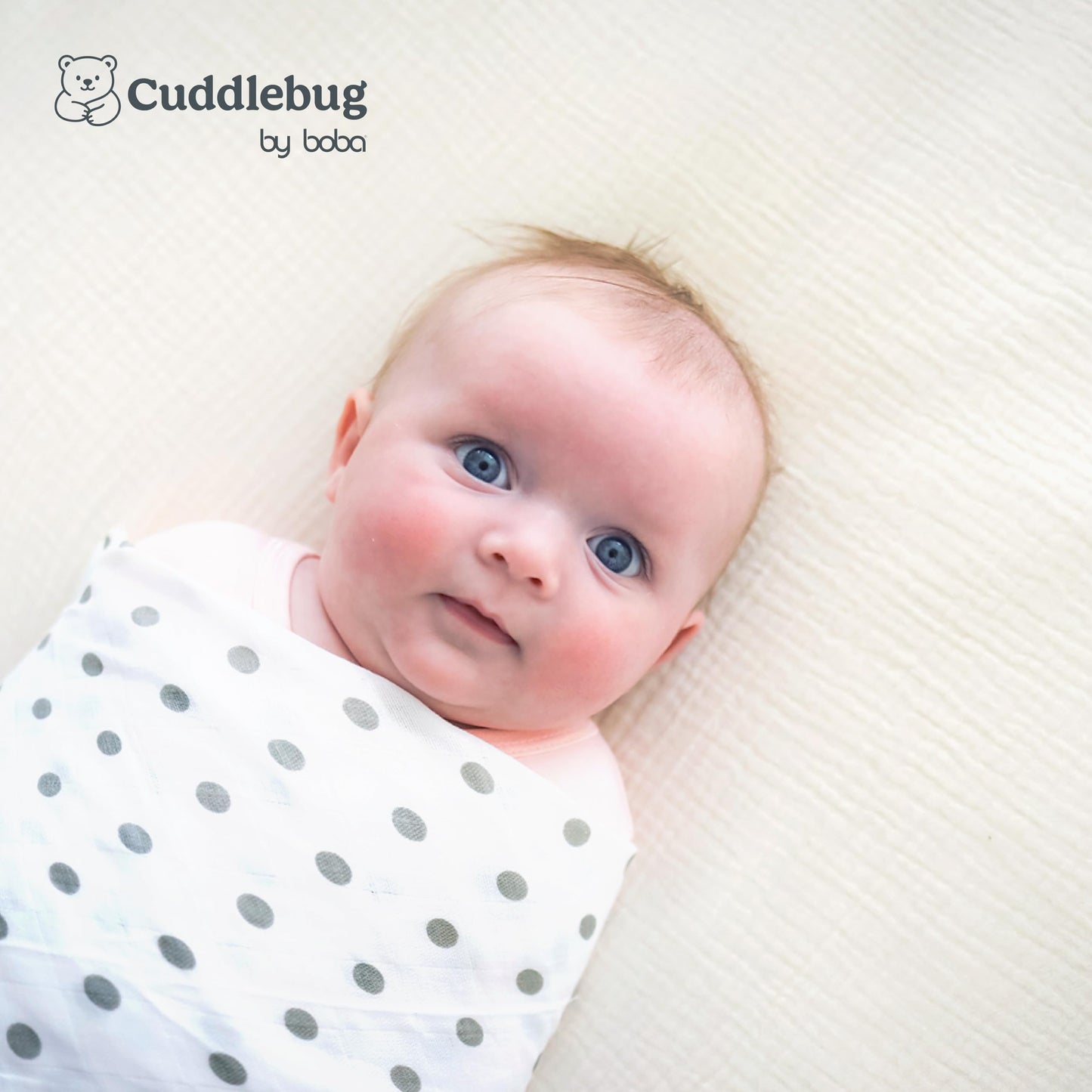 CuddleBug Muslin Swaddle Blankets 4Pack - 47x47inch Soft, Lightweight & Breathable Cotton Ideal for Swaddling Newborn Babies - Spots N' Stripes