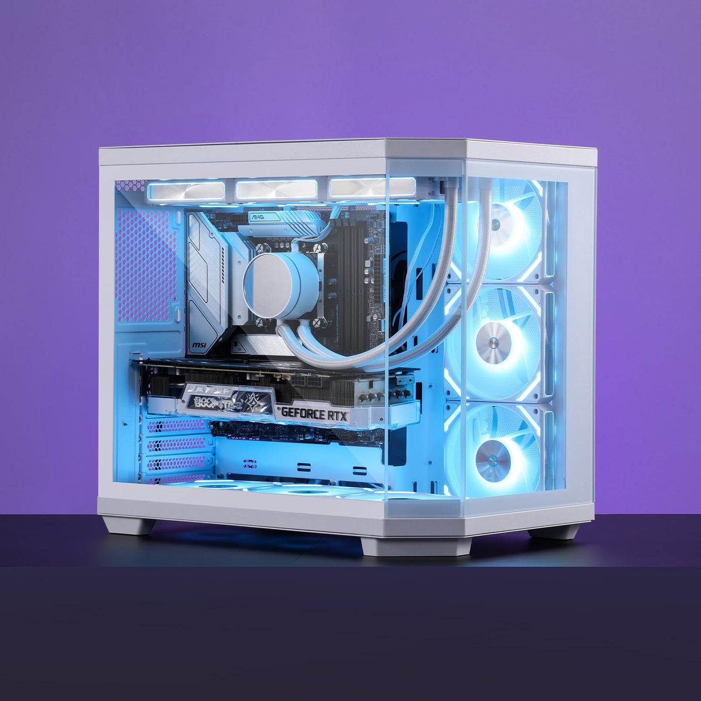 LTC CF-121D 120mm PC Case Fan, Daisy-Chain Connection, 5V 3Pin ARGB Lighting, 4 Pin PWM Case Fan, for Radiator/Computer Case Cooling, 120x120x25mm, 3 Pack, White