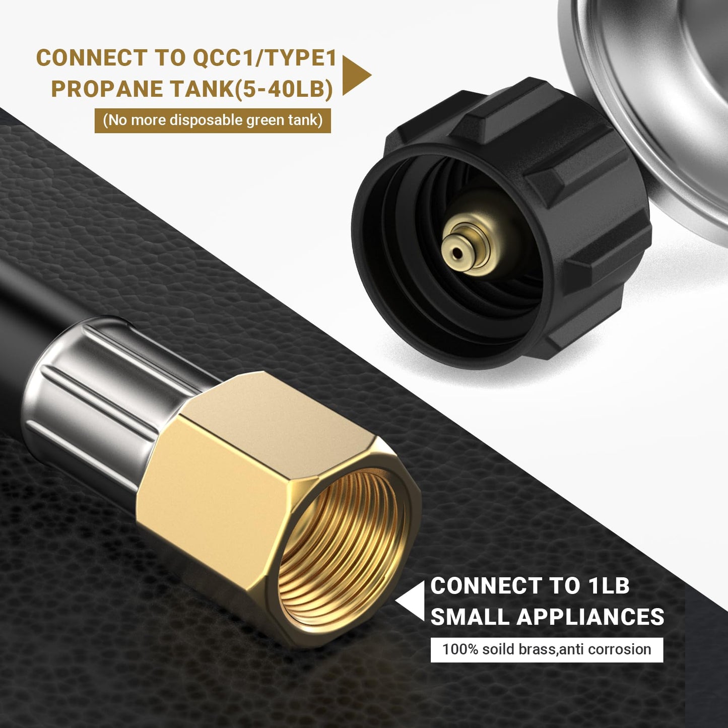 only fire 12 Ft 0-30PSI Propane Regulator High Pressure with PSI Gauge QCC-1 Connection Hose for Grill, Heater, Turkey Fryers, Burner, Fire Pit