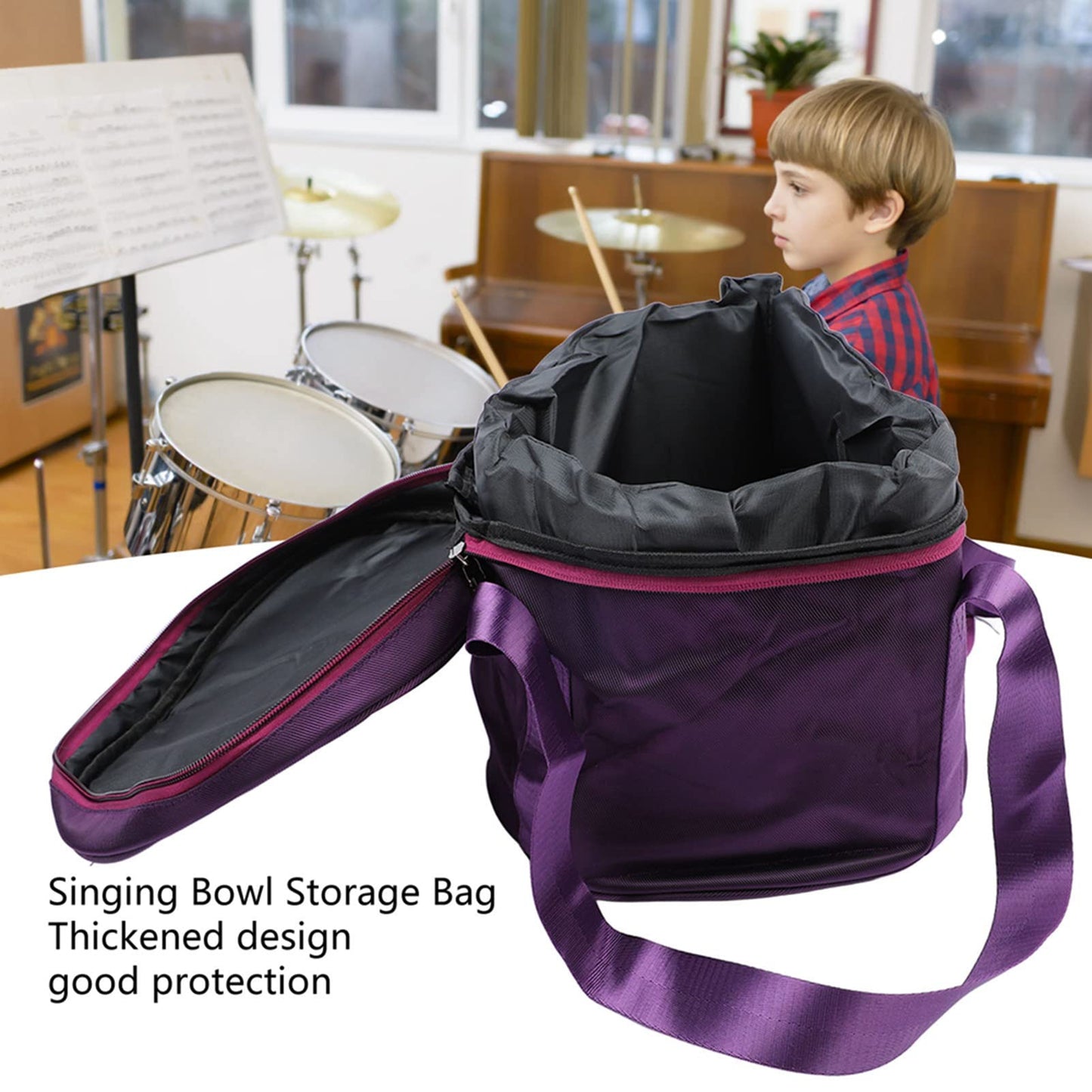 Crystal Bowl Storage Bag, Durable Portable, Waterproof Dual-Zipper, and 2 External Pockets Organizer for Musicians, Travelers, and Home Use