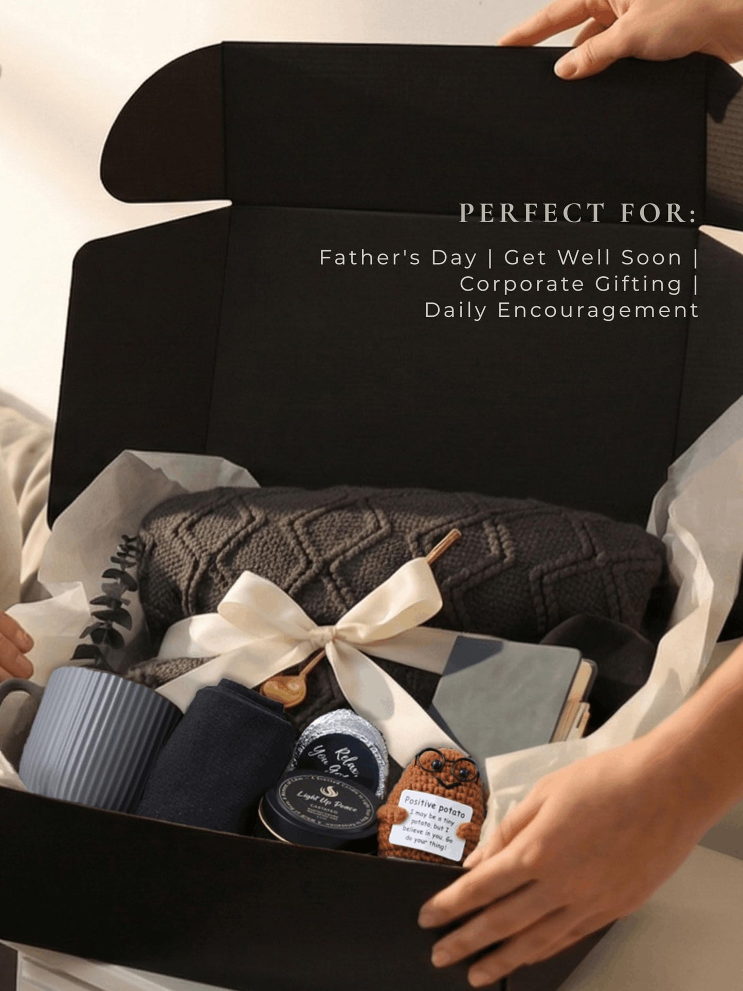 Birthday Gifts for Men Gift Set, Get Well Soon Gift Basket Gift Box for Men, Dad Birthday Gift/Gifts for brothers/Thank You Gifts Box (Grey & Navy Blue)