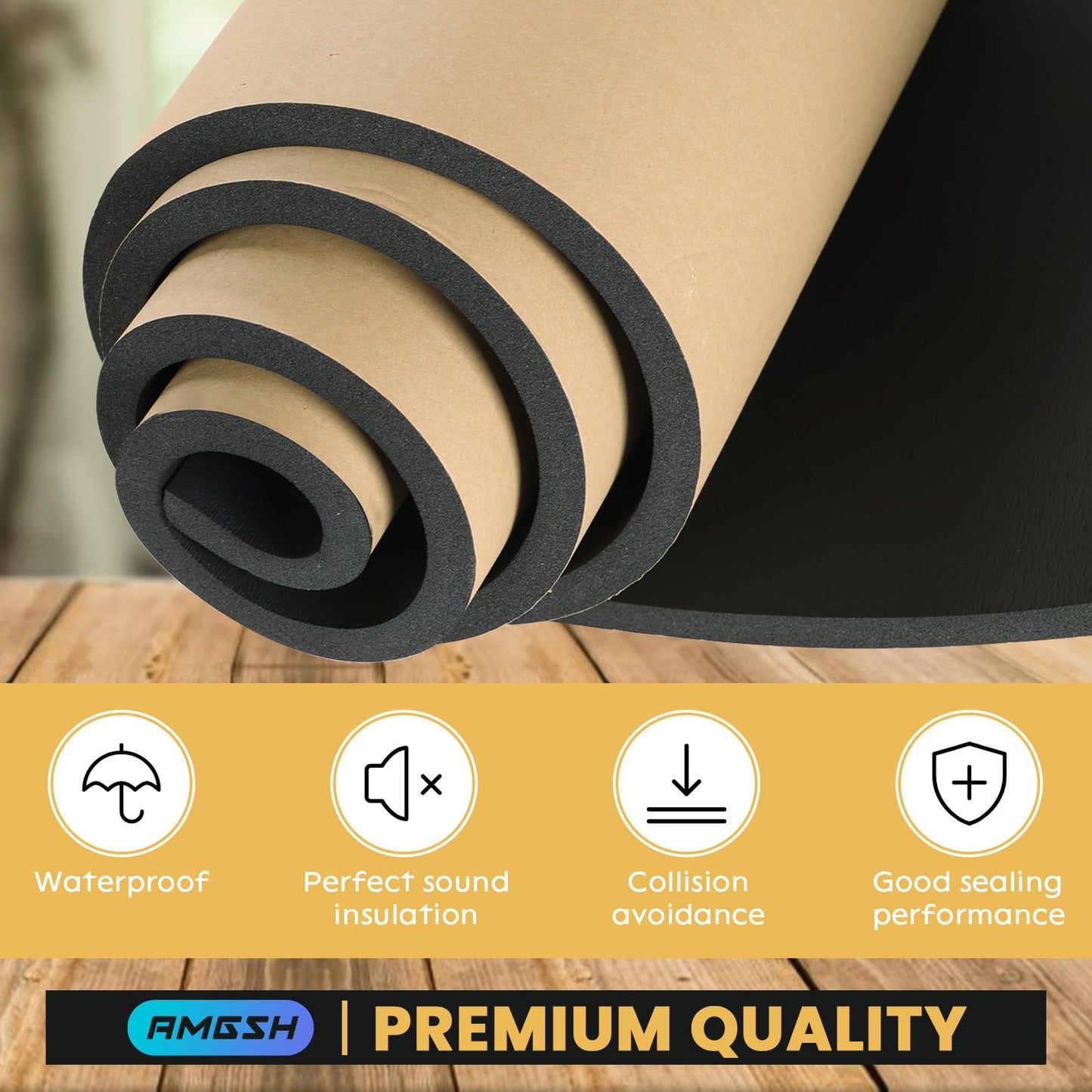 AMGSH 78in Extra Large Marine Foam Roll Sheet with Adhesvie, 1/2"Thick × 16"Wide × 78"Long Closed Cell Rubber Neoprene Foam Padding, Weather-Resistant Insulation Sheets for Crafting, Soundproofing