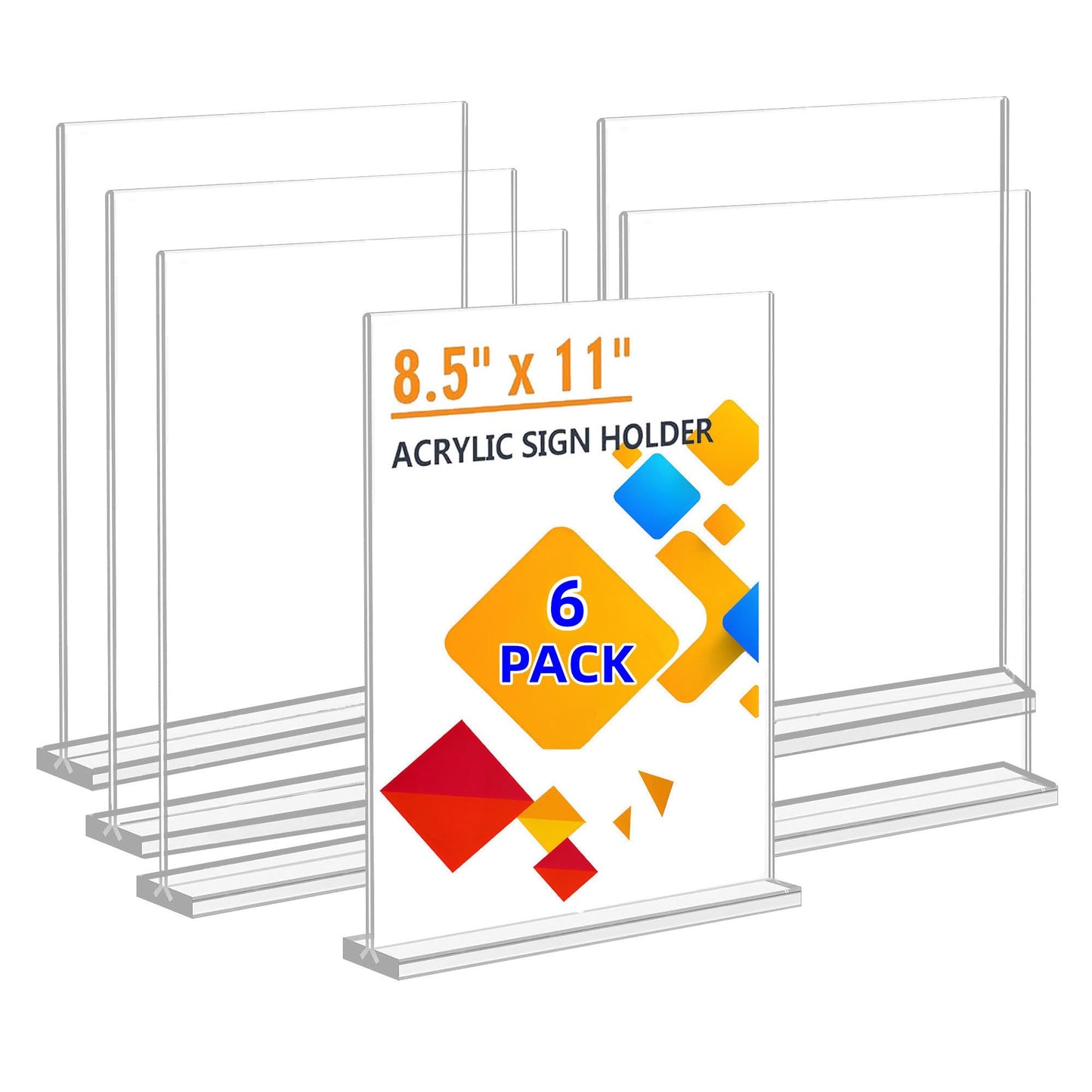 A4 Acrylic Sign Holder, 6 Pack T-Shape Double-Side Menu Holders, Clear Perspex Display Stand for Office Hotel Store Restaurant School