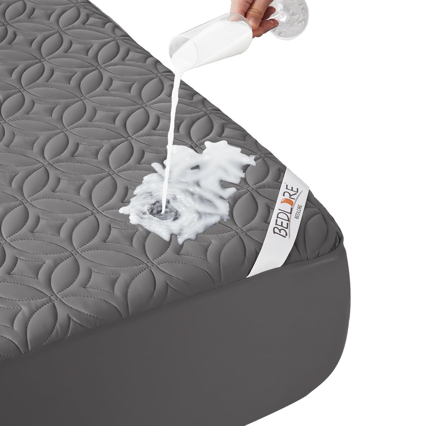 BEDLORE Waterproof Mattress Protector, King Size Mattress Pad with Deep Pocket 6"-21" Depth, Soft & Noiseless Dirt-Proof Bed Mattress Cover Washable for Home, Bedroom, Hotel (Gray)