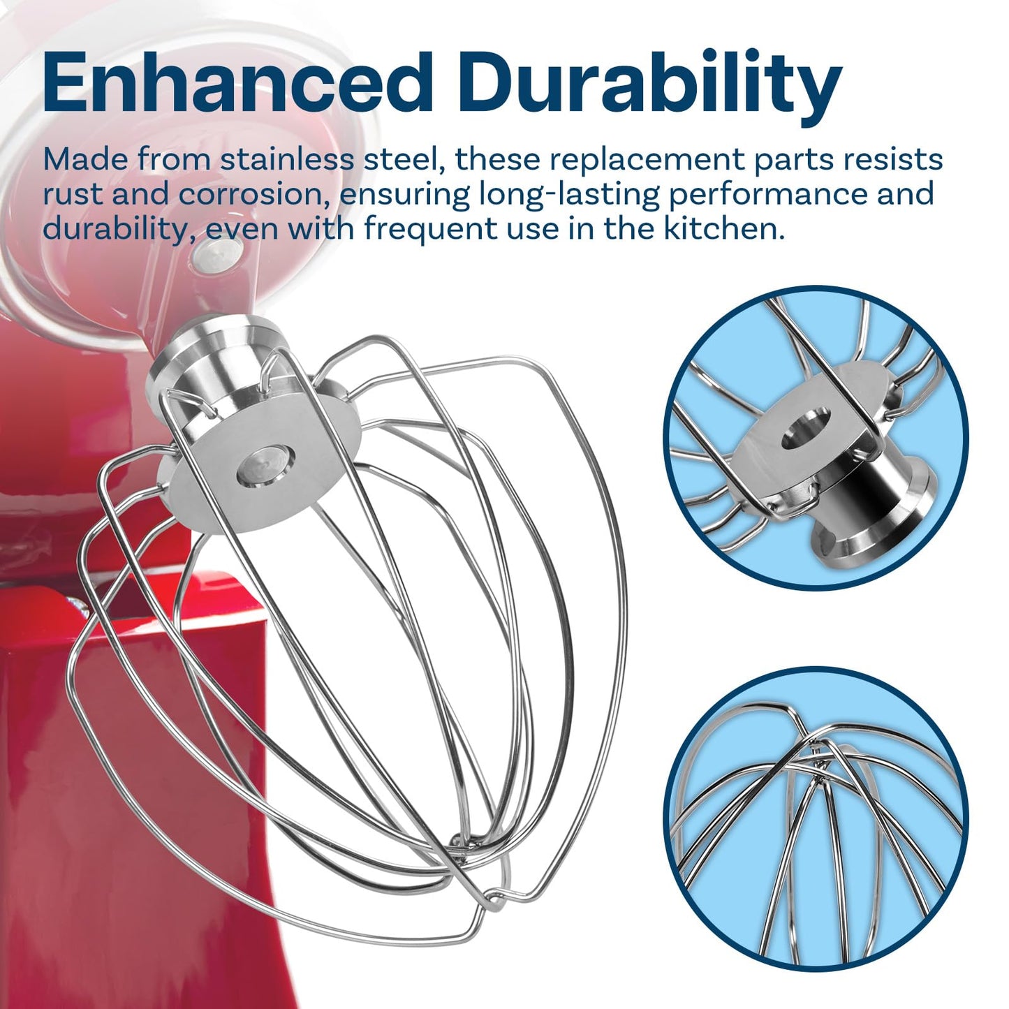Mixer Attachments for KitchenAid 4.5–5 Quart Tilt-Head Stand Mixers – Compatible with Artisan & Classic – Beaters, Whisks, Dough Hooks & Attachment Sets by MMOBIEL (3-in-1, Stainless Steel)