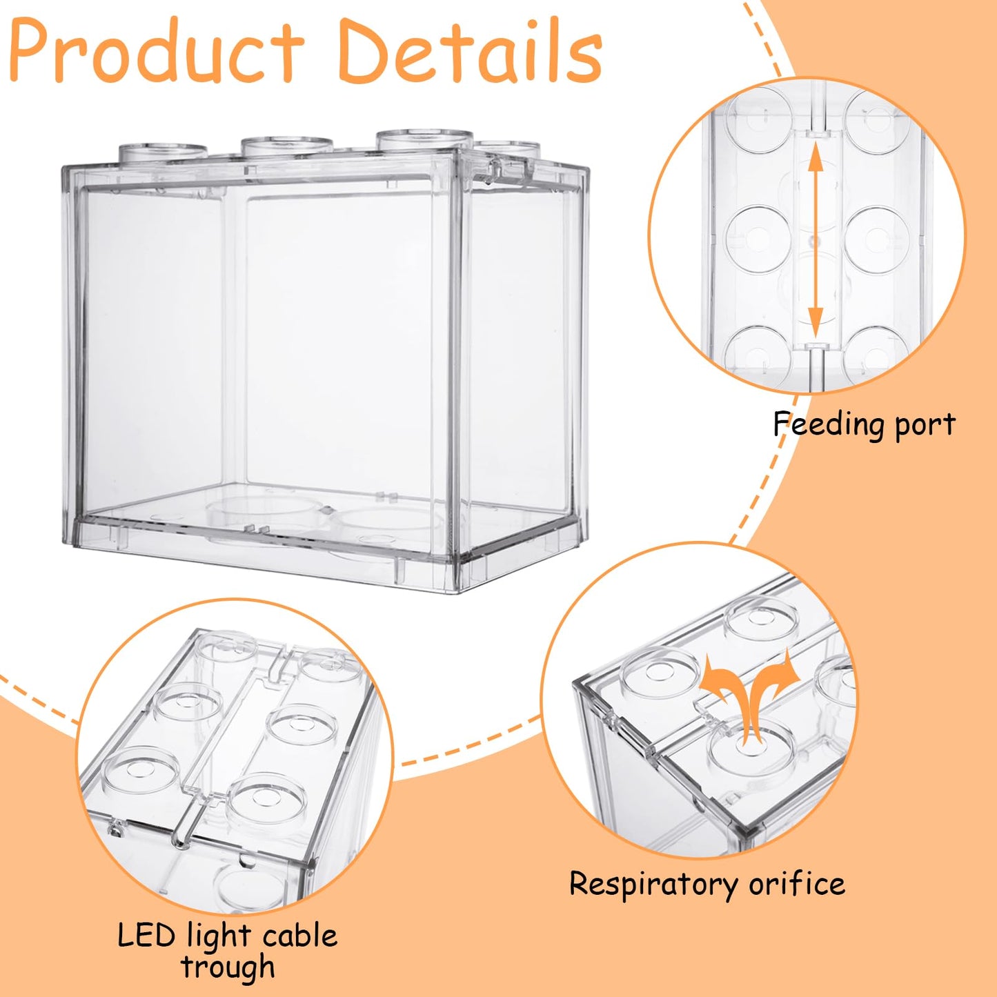 QTLCOHD 4 Pack Small Betta Fish Tank, 0.6 Gallon Mini Aquarium Tanks, Clear Stackable Fish Bowl, Acrylic Tiny Cube Tank for Beta Fish Sea Monkeys Shrimp Snails