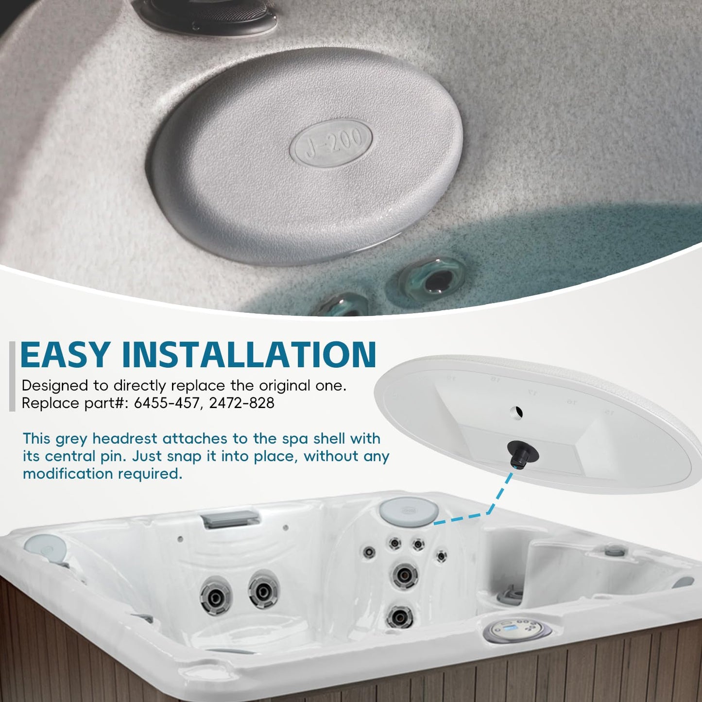 2 Pack 2472-828 Oval Spa Pillow for 2008+ Jacuzzi J-200 Series Hot Tubs J-230 J-235 J-245 J-270 J-275 J-280 Hot Tub Headrest Replacement Pillow