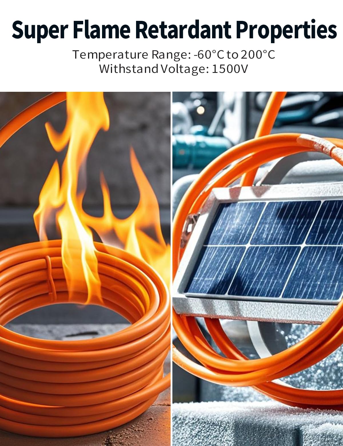 Tonton 10FT 10AWG Solar Panel Extension Cable, 6mm² Flat Solar Cable with Male and Female Solar Connector Adapters, IP67 Weatherproof, for RVs, Roofs, Boats, Auto Vehicles, and Solar Power Systems