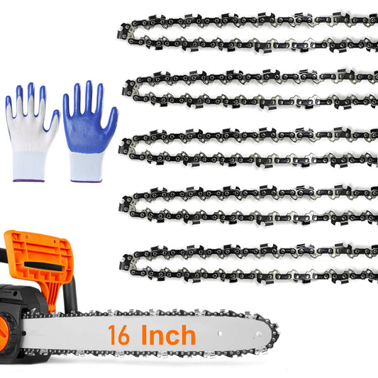 5Pack 16 Inch Chainsaw Chain 56 Drive Links 3/8" LP Pitch .050" Gauge Fits Echo, Homelite, Craftsman, McCulloch, Poulan, Ryobi, Greenworks and More