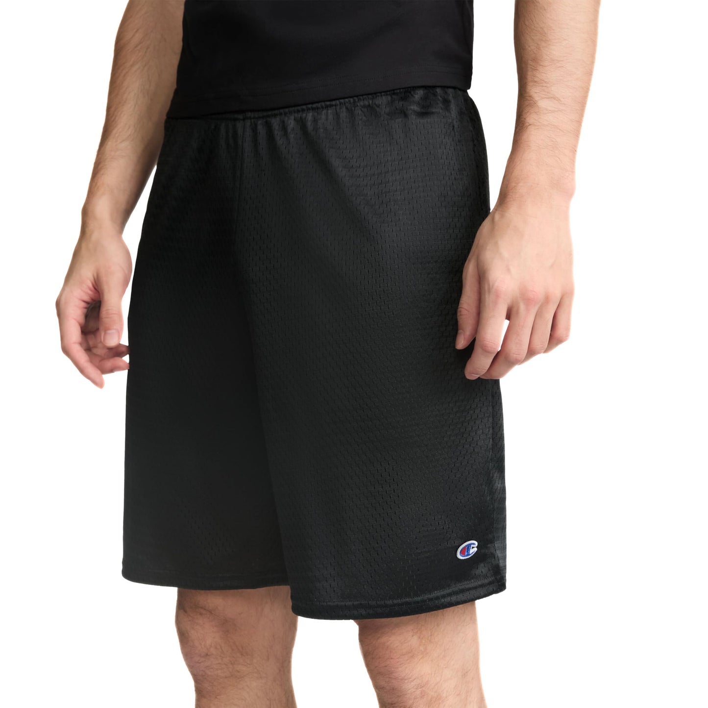 Champion Men's Long Mesh Short with Pockets, Black, Small