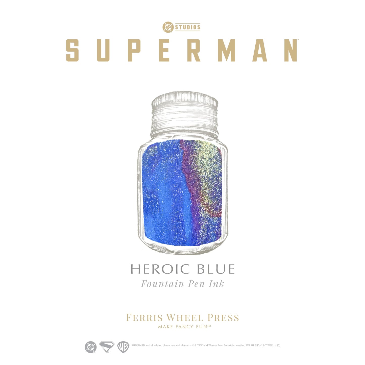 Ferris Wheel Press, Warner Bros. Discovery, Official Licensed, Superman Special Edition, Fountain Pen Ink, Heroic Blue, 28ml