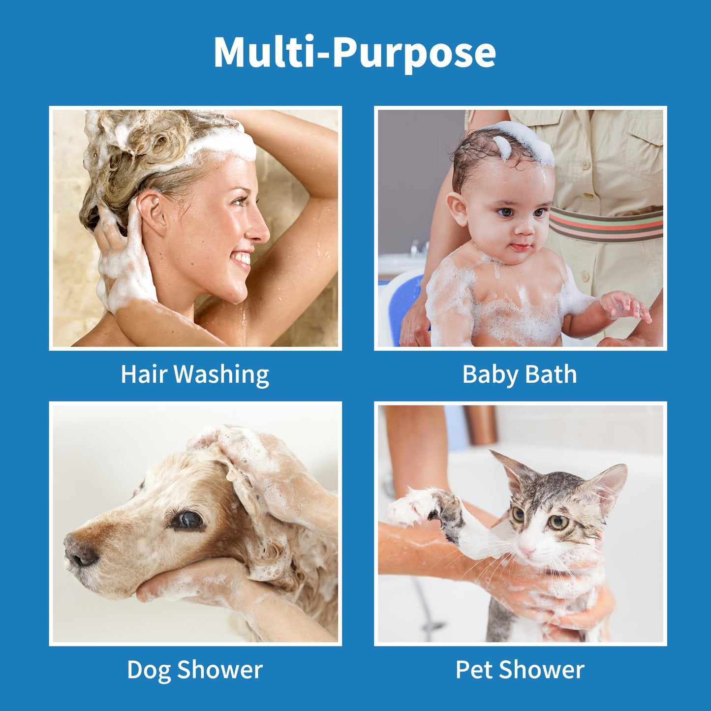Hibbent Dog Shower Sprayer Attachment Set for Pet Bathing and Dog Washing with Brass Shower Arm Diverter Valve, Handheld Shower Head,Bathroom Hose Sprayer Head Kit