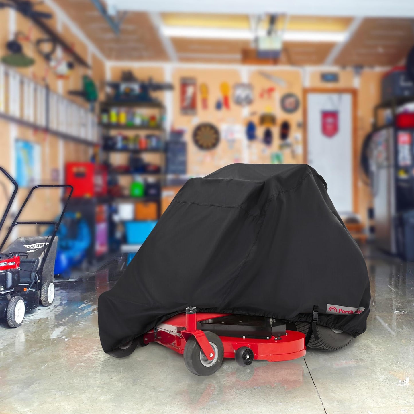 Porch Shield Zero Turn Mower Cover - Waterproof Heavy Duty Riding Lawn Tractor Cover Up to 62 inches Decks Black