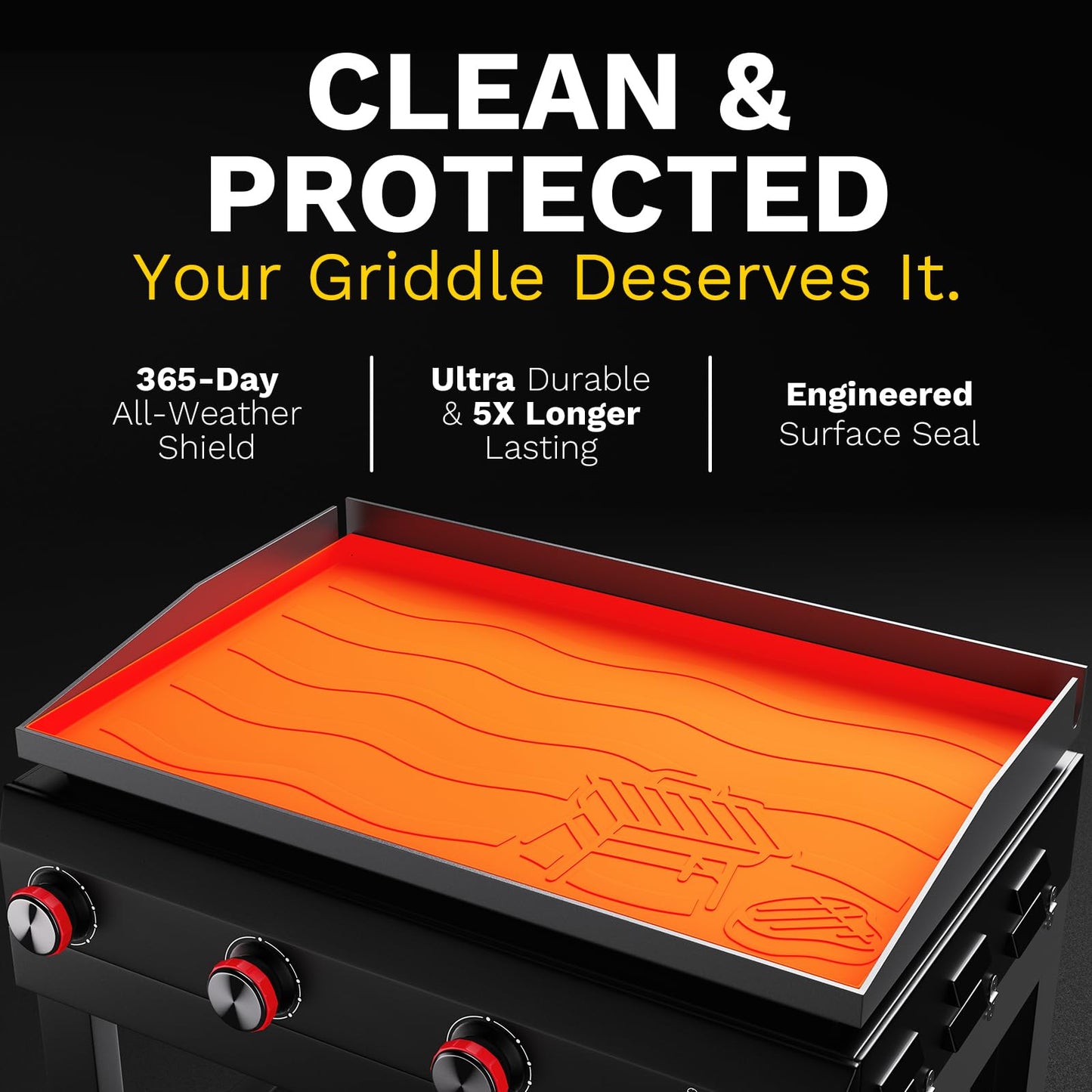 Upgraded Full-Coverage Silicone Griddle Cover for Blackstone 36 Inch Grill, Heavy Duty Food-Grade Silicone Grill Mat with Gift-Worthy Pattern, Year-Round Protection from Dirt & Rust