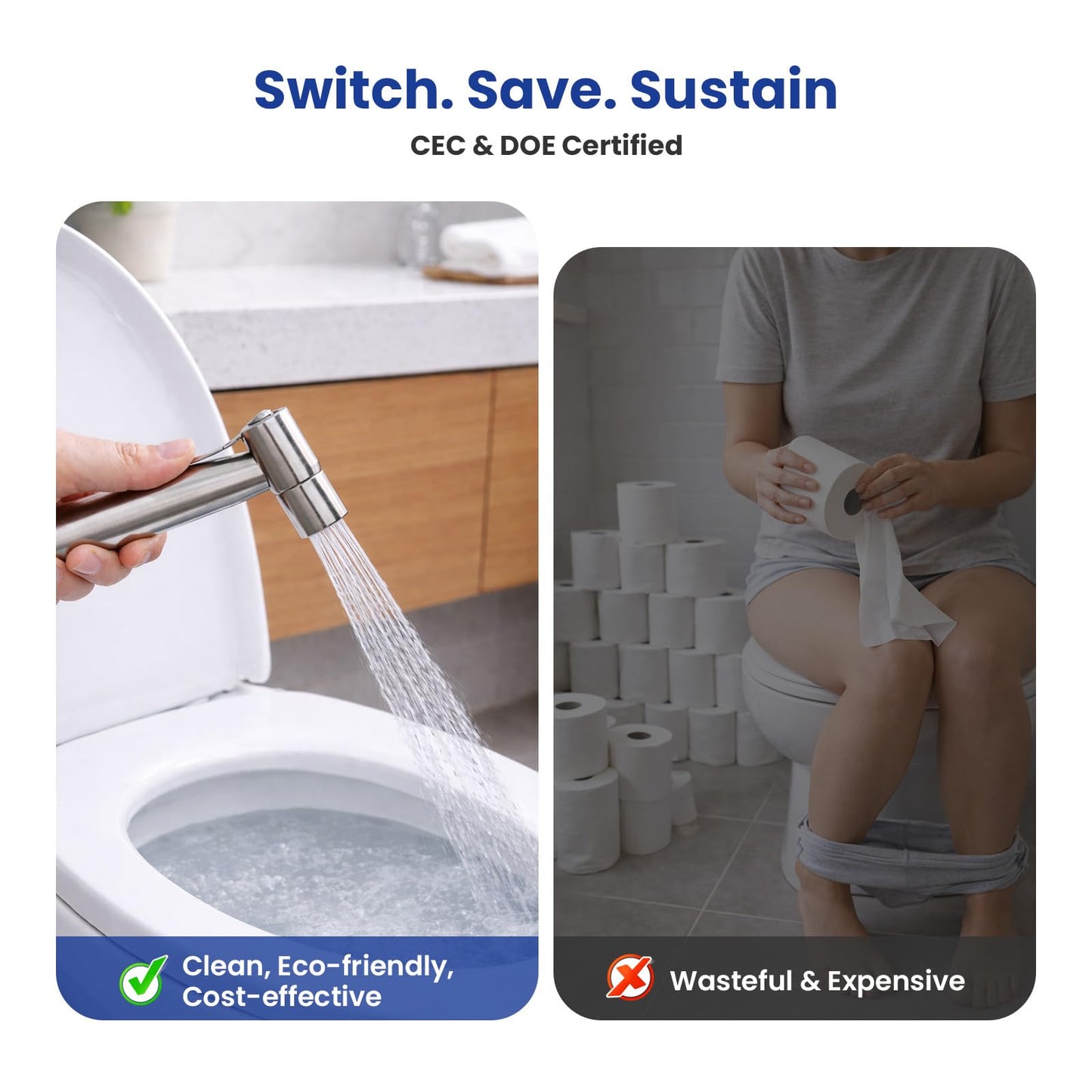 BRITULIF Bidet Sprayer for Toilet, Handheld Sprayer Kit with Adjustable Jet Spray for Toilet Handheld Bidet Cloth Diaper Sprayer Set Muslim Shower Toilet Sprayer - Easy to Install