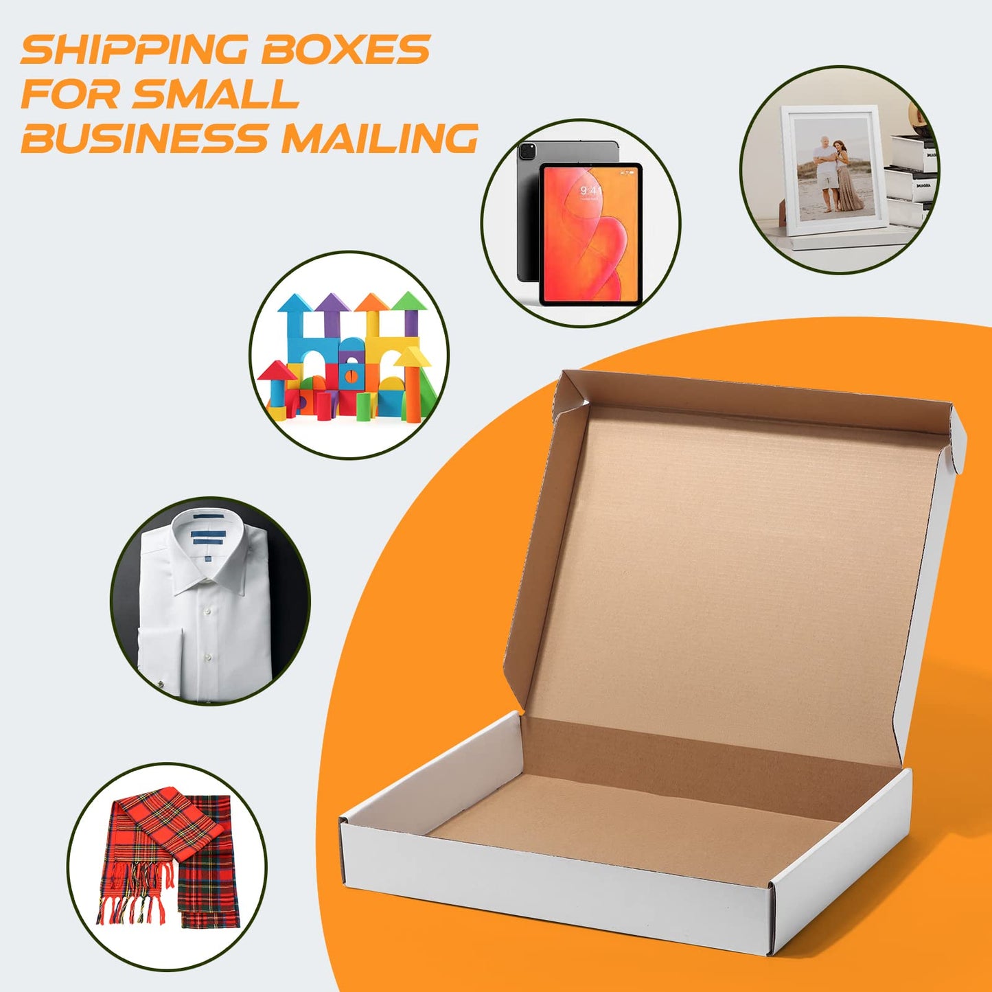 Lyeasw 13x10x2 Inch Shipping Boxes 20 Pack Corrugated Cardboard Box Mailer for Small Business Mailing Packing, White