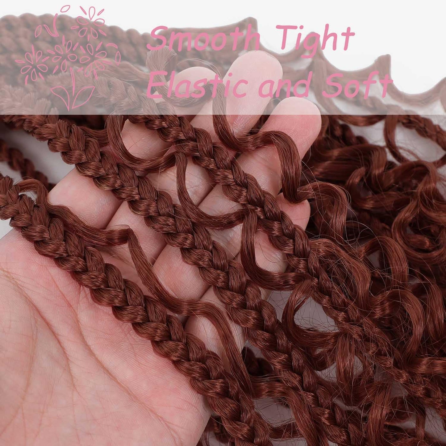 Goddess Box Braids Crochet Hair Pre Looped Boho Box Braids Braiding Hair Curly Ends Bohomian Crochet Box Braids (350#, 18 inch)