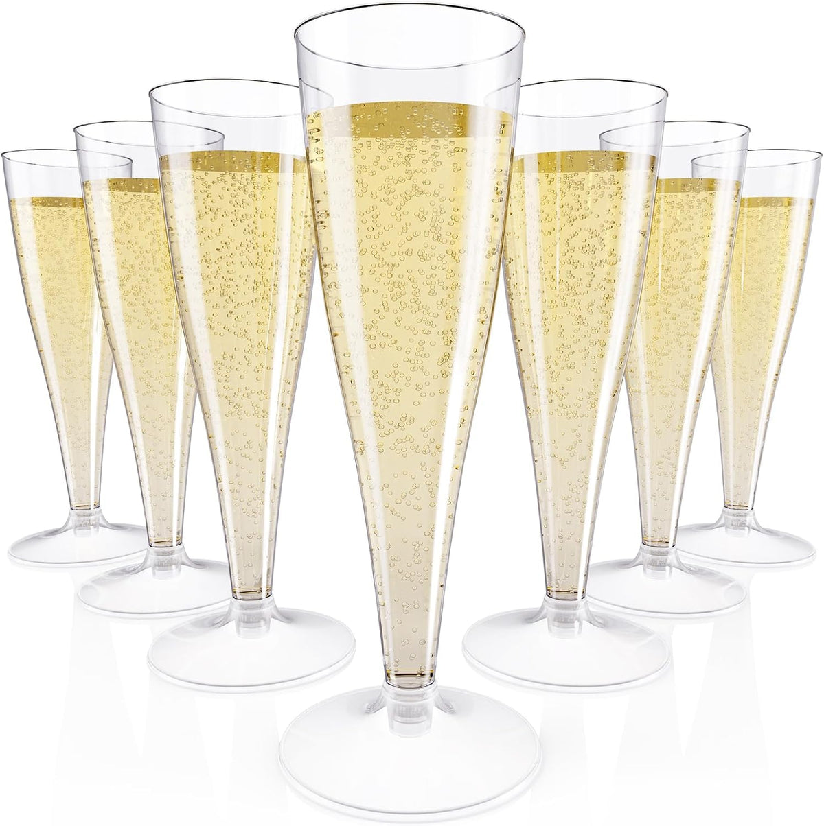 100 Pack Plastic Champagne Flutes Disposable Champagne Glasses,4.5 Oz Durable Transparent Mimosa Glasses for Parties, Weddings, Toasting and Large Celebrations