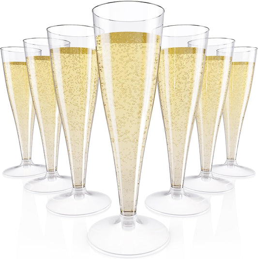 100 Pack Plastic Champagne Flutes Disposable Champagne Glasses,4.5 Oz Durable Transparent Mimosa Glasses for Parties, Weddings, Toasting and Large Celebrations