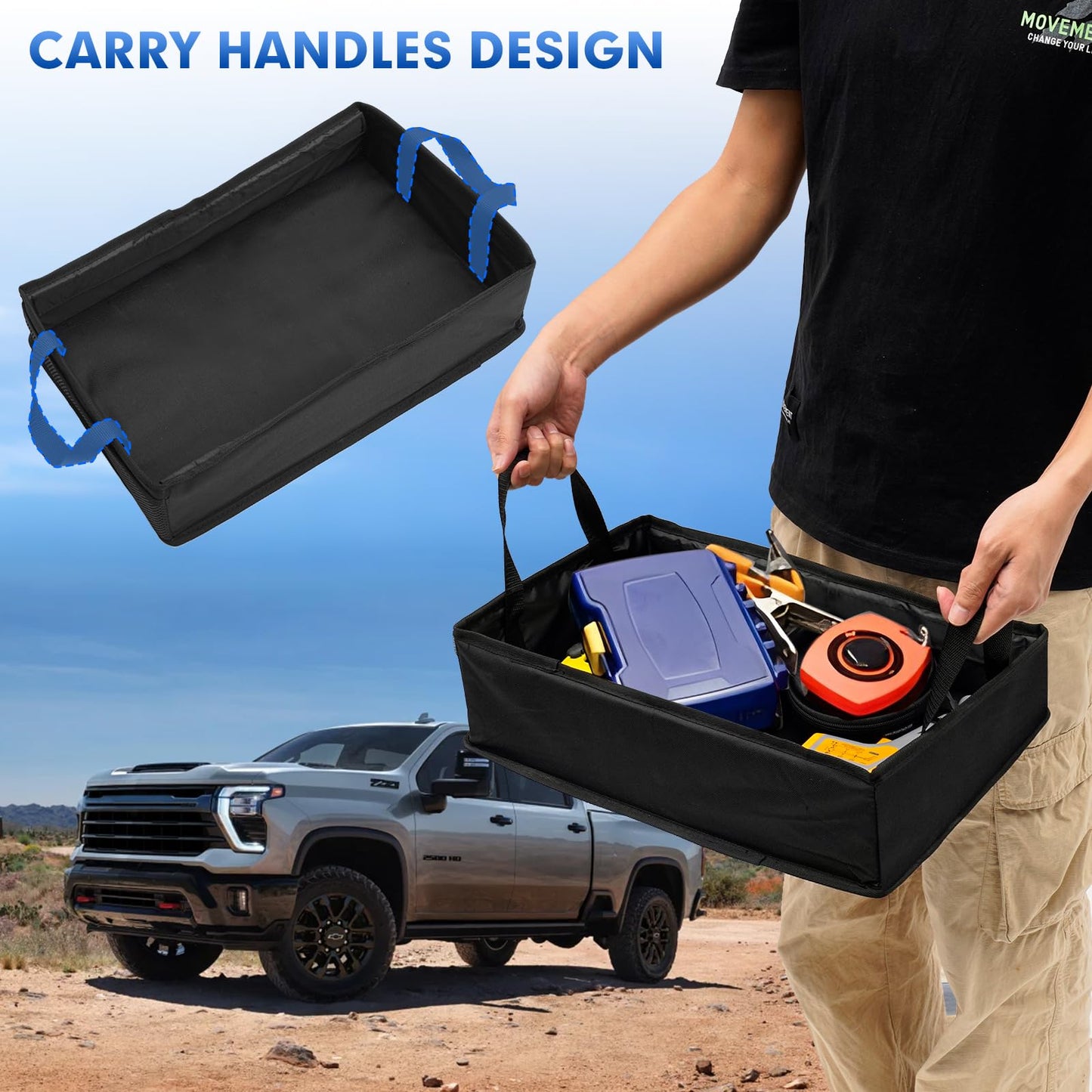 Detachable Under Seat Storage Box for 2019-2025 2026 Chevy Silverado/GMC Sierra 1500 2500HD 3500HD Crew Cab/Double Cab, Foldable Truck bed Organizer 2025 Silverado 1500 Accessories