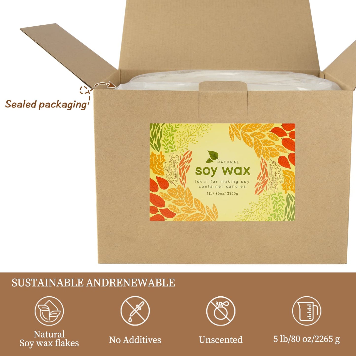 Grcdoyvl 5 Pound Bag DIY Soy Wax Candle Making Supplies - Natural Wax Flakes