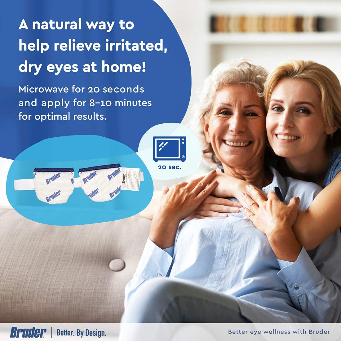 Bruder Moist Heat Eye Compress | Microwave Activated | Fast Acting and Effective Relief for Dry Eye and Other Eye Irritation