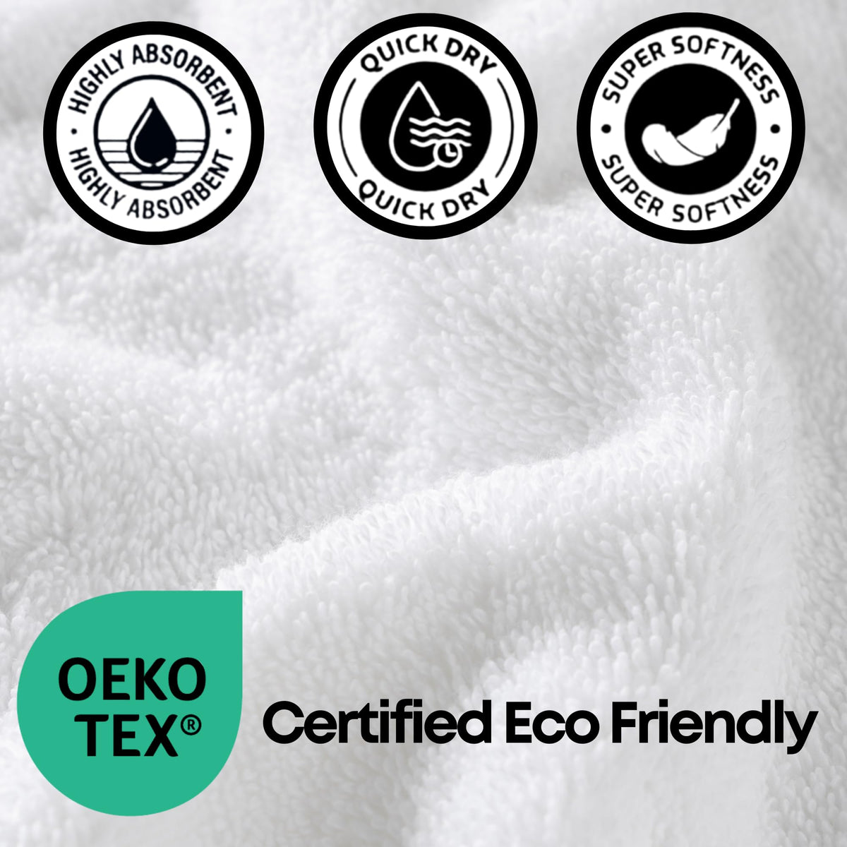Harbour Loom White Hand Towels for Bathroom - 6 Pack 16x28 - Turkish Cotton - Oeko-TEX Certified Soft Absorbent & Skin-Safe - Luxury Hotel & Spa Quality for Gym & Home Use