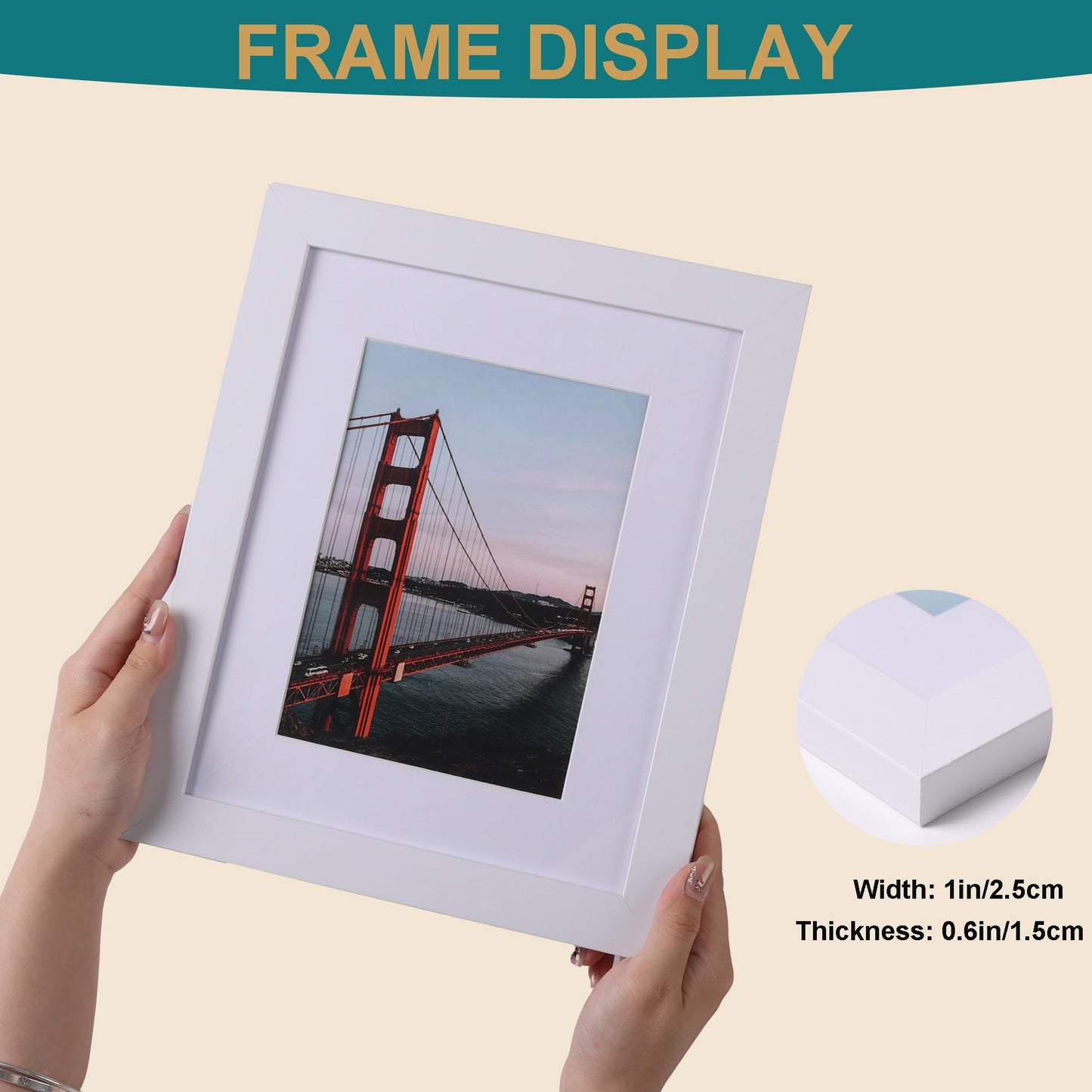 Iadefan 8x10 Picture Frame Set of 4, White 8 by 10 Photo Frames with 5x7 Mat, Tabletop or Wall Hanging Decor.