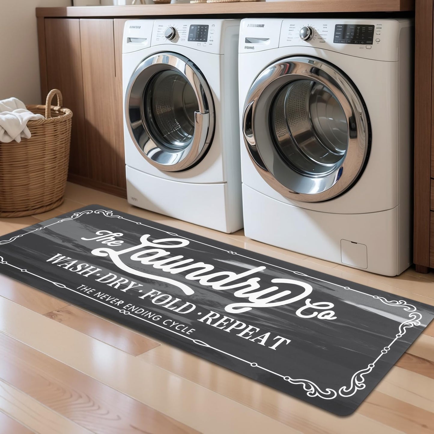Pauwer Laundry Room Rug Runner 20"x60" Waterproof Laundry Mat Non Slip Kitchen Mats for Floor Farmhouse Washable Floor Mat Runner Rug for Mudroom Washroom Bathroom Decor