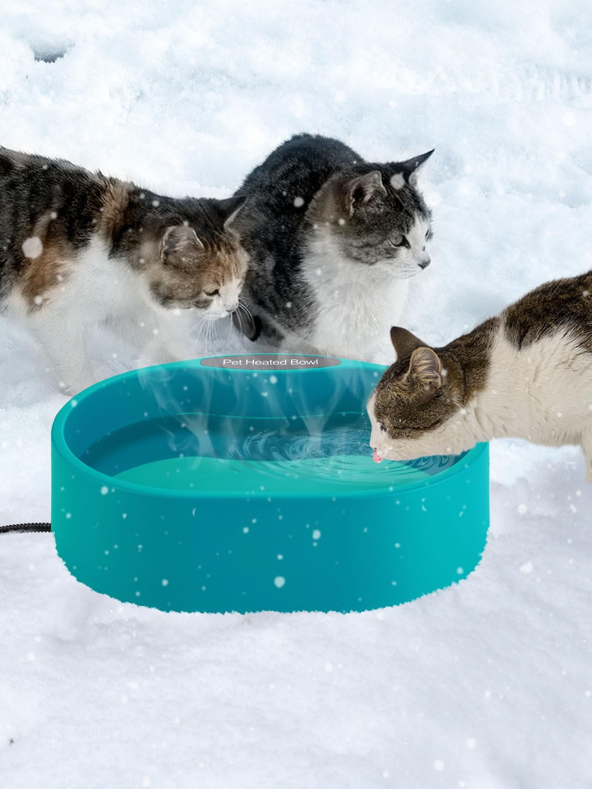 3.7L Extra Large Heated Water Bowl for Outdoor, 35W Thermostatic Control Heating Pet Bowl Dog Gifts with 6.6Ft Bite-Proof Cord for Winter Dogs Cats Chickens Duck Squirrels