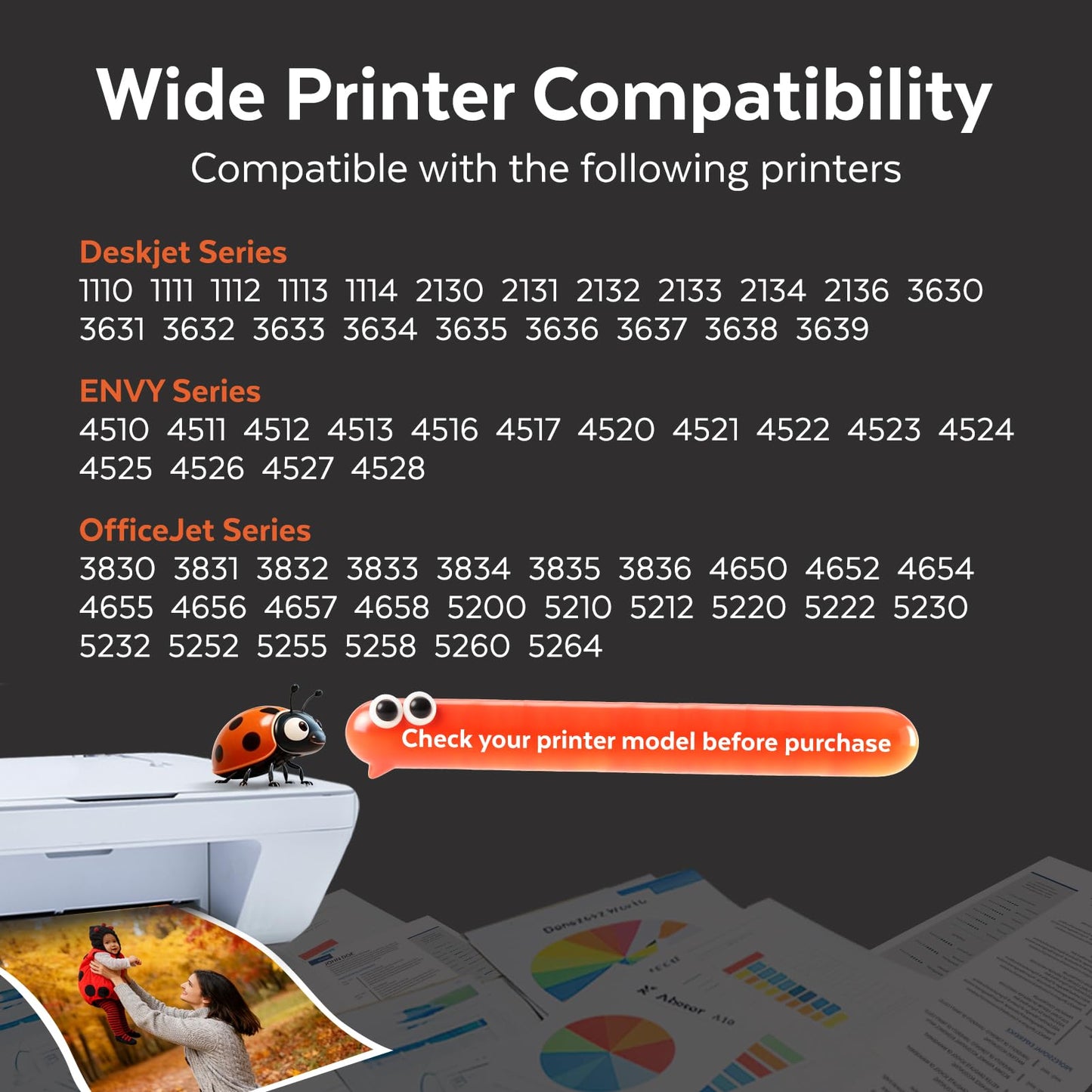 COCCINK 63 XL for HP 63 Ink Cartridges HP Officejet 3830 4650 4652 5200 5222 5258 Envy 4510 4512 4516 4520 Deskjet 3630 3632 3637 2130 2132 Printer for 63xl Ink Cartridge Black and Colour Combo Pack