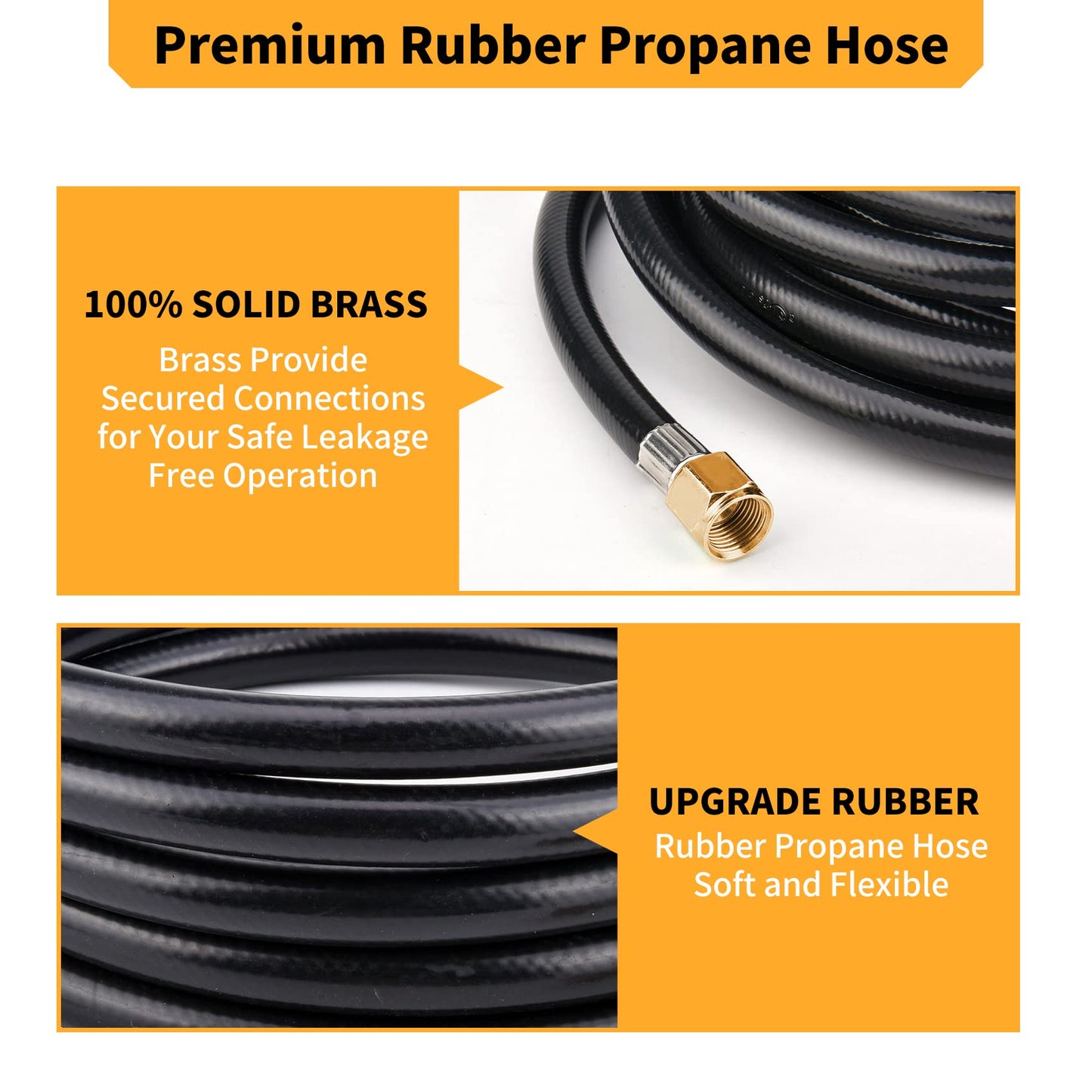 Onlyflame 20FT Propane Hose Extension With 3/8" Female Flare on Both Ends - Flexible Gas Line for RV, BBQ Grill, Tank, Heater and More