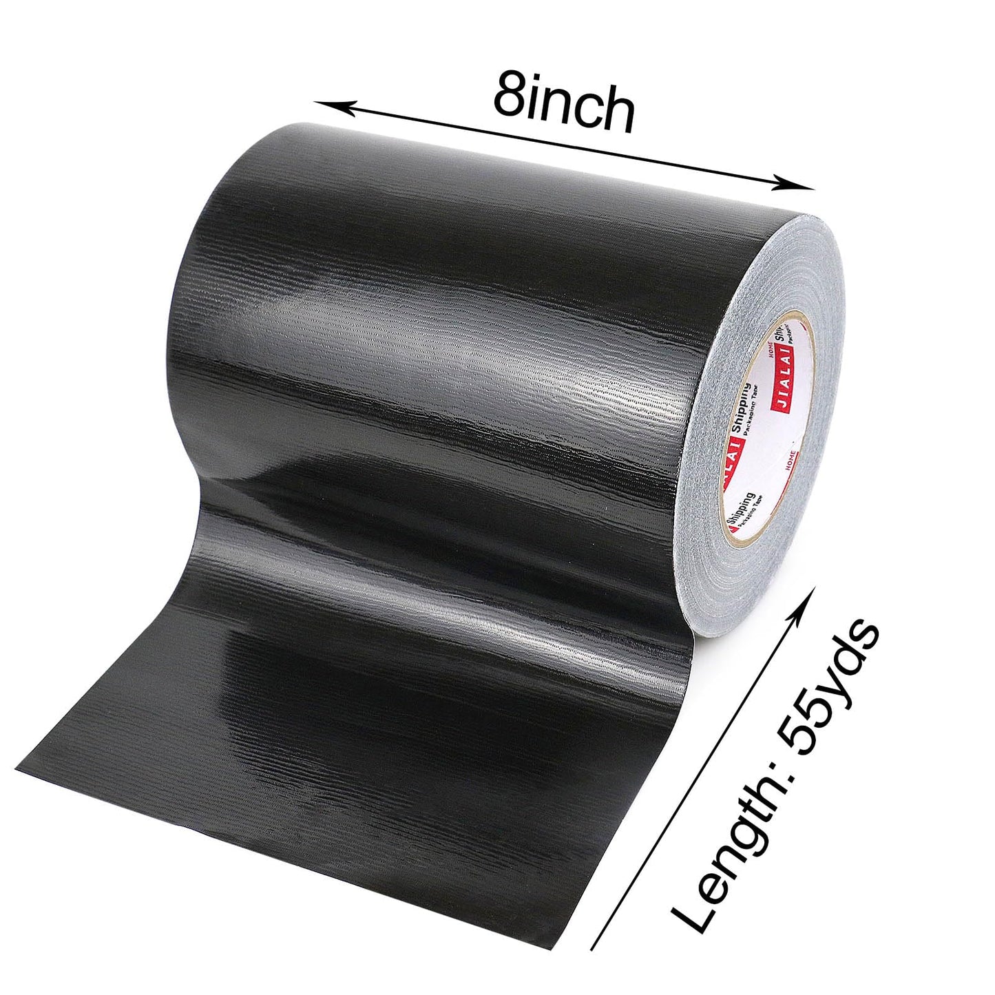 JIALAI HOME White Duct Tape, Wide Roll, Industrial Grade 8 inches x 55 Yards (164 ft), 9 Mil Heavy-Duty, Waterproof, Strong, Flexible, No Residue, for Crafts & Home Improvement (Black)
