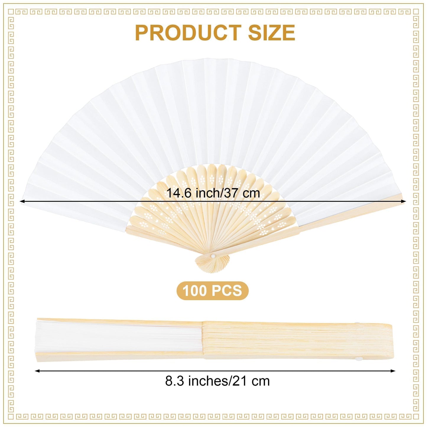 Aodaer 100 Pieces White Paper Fans Folding Fans with Foldable Storage Basket Bamboo Handheld Fans for Guests Wedding Bridal Party Favor Baby Shower Decoration DIY Supplies