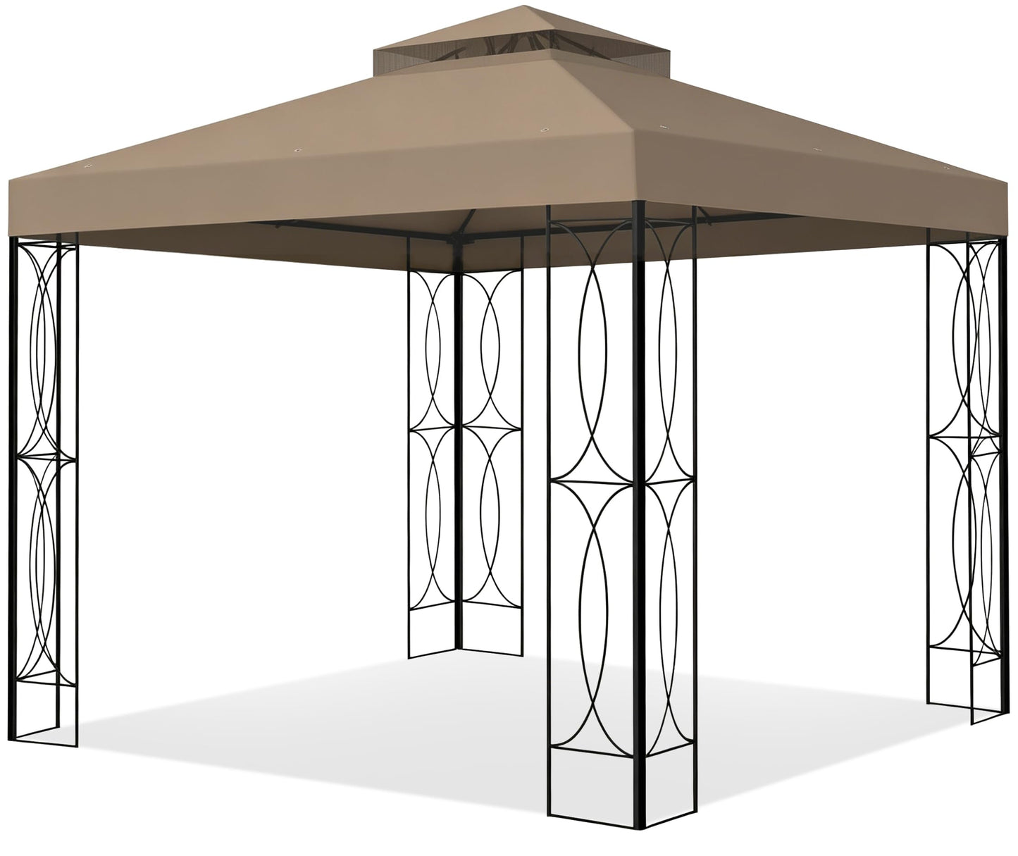8'x8' Khaki Double Tier Replacement Cover Compatible with Crawford 8x8 Gazebo L-GZ385PST,A101003000#088-1067-8 with SPF30+,Waterproof