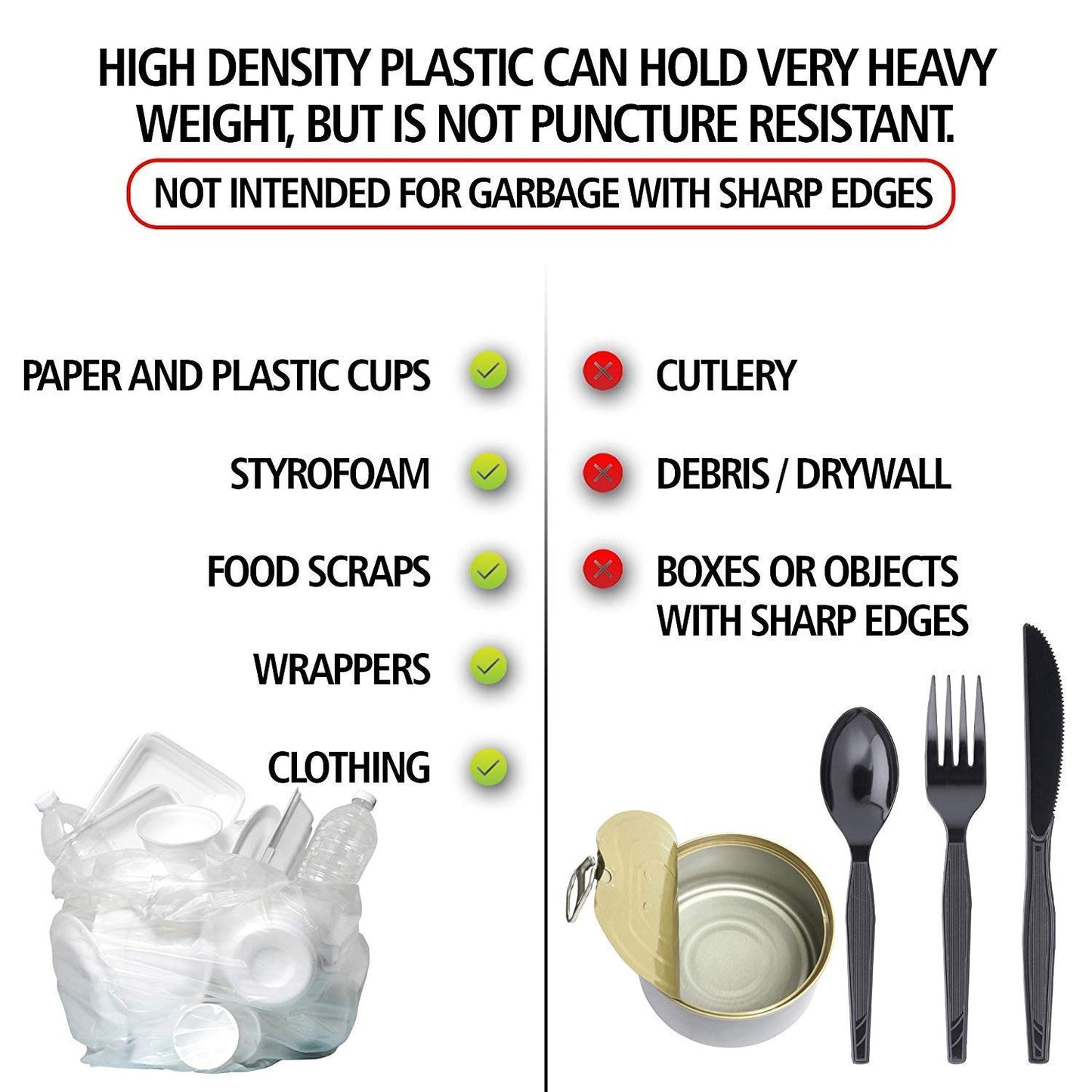 Aluf Plastics High Density Trash Bags, 45 Gallon, 250 Count, 16 Micron (eq), 40" x 48", Black, for Bathroom, Office, Industrial, Commercial, Janitorial, Municipal, Recycling